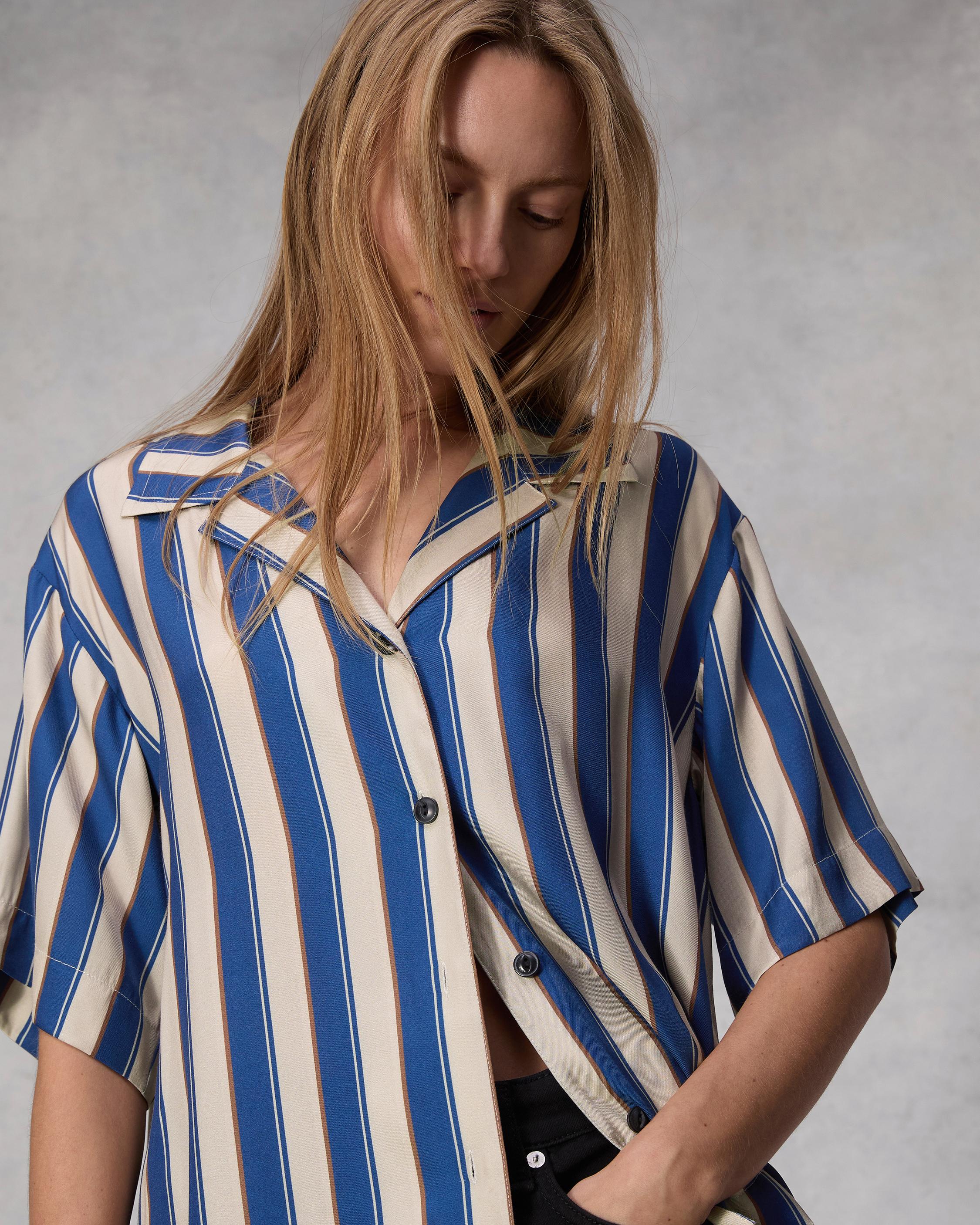 Declan Striped Silk Shirt image number 6