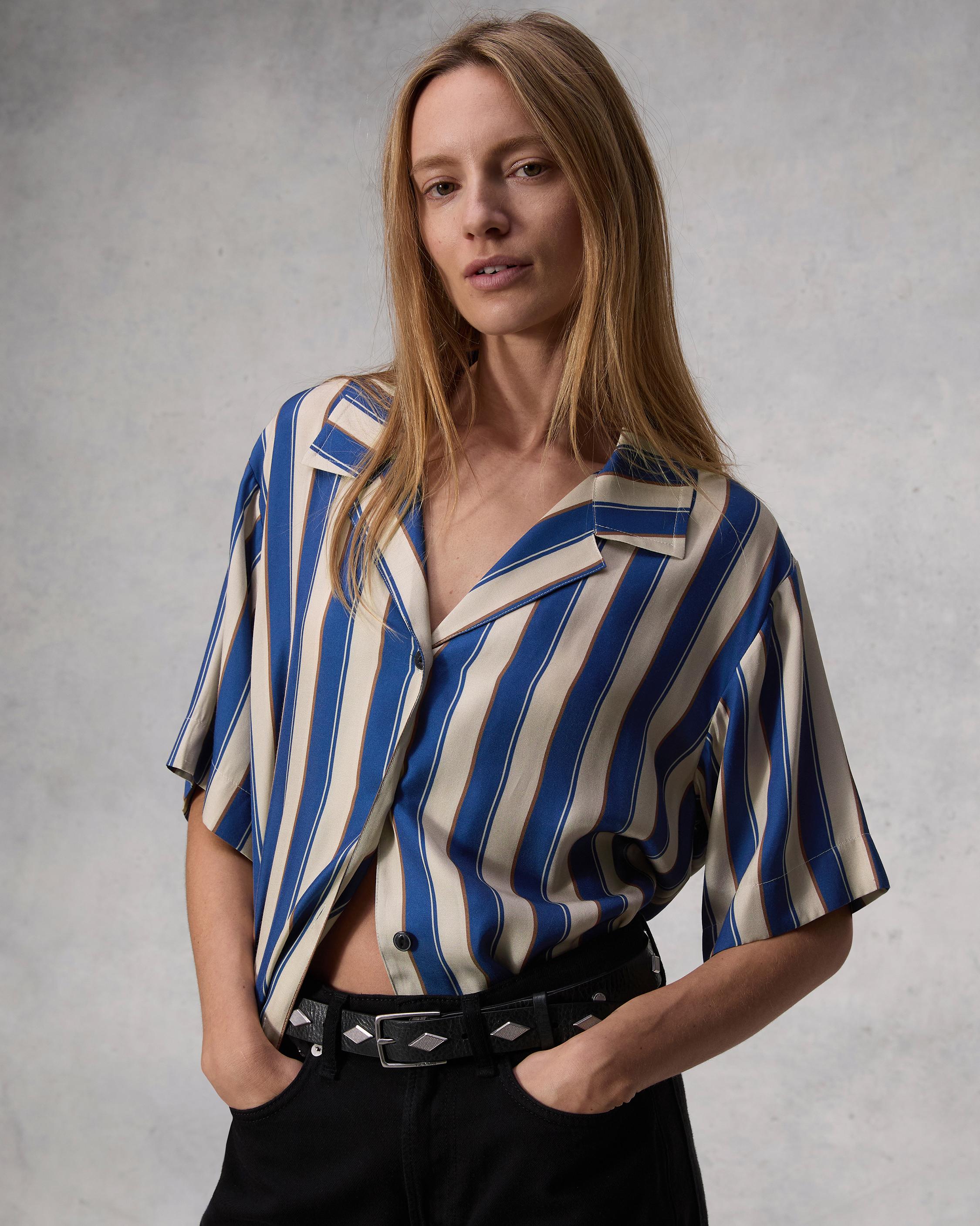 Declan Striped Silk Shirt image number 7