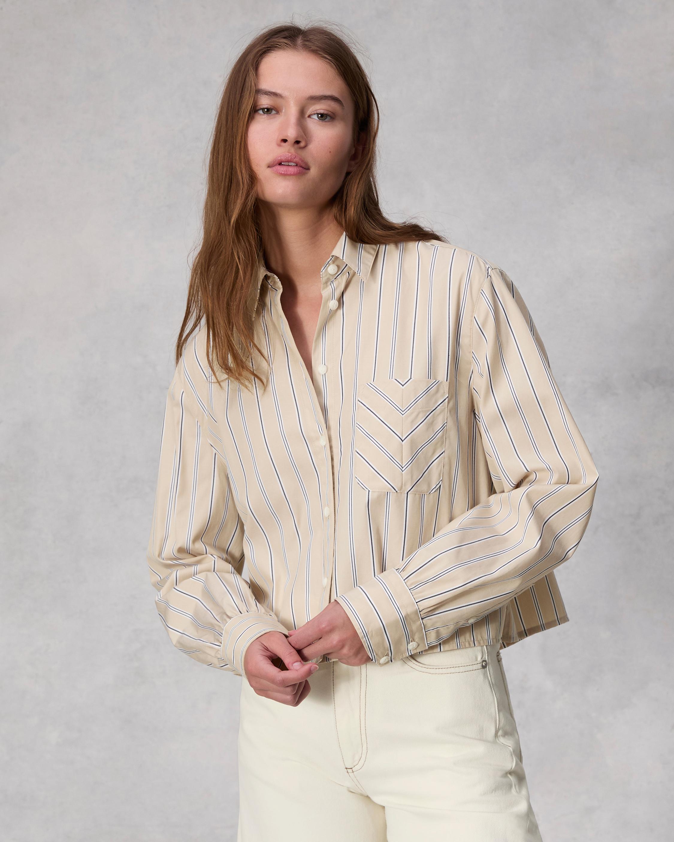 Maxine Poplin Shirt - Khaki Multi | rag & bone