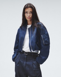 Maggie Cropped Nylon Bomber image number 1