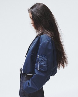 Maggie Cropped Nylon Bomber image number 4
