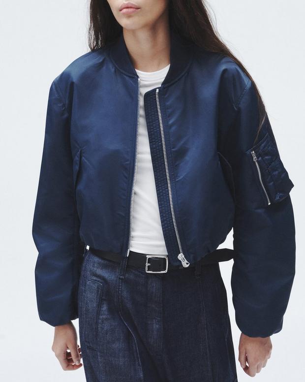 Maggie Cropped Nylon Bomber image number 6