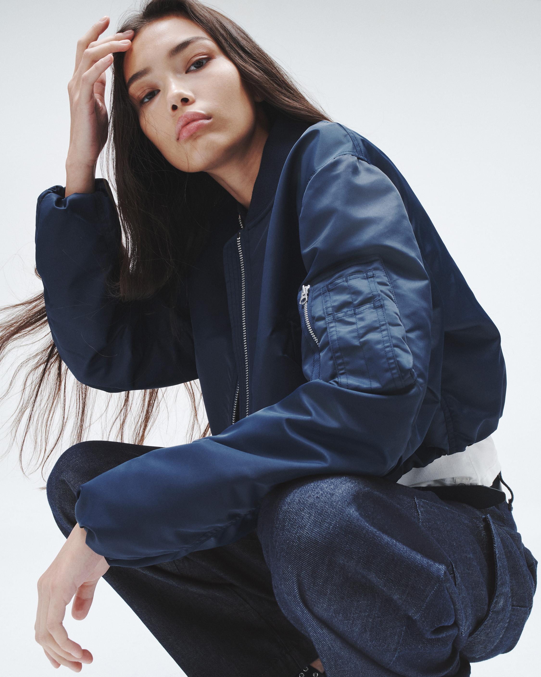 Maggie Cropped Nylon Bomber image number 7