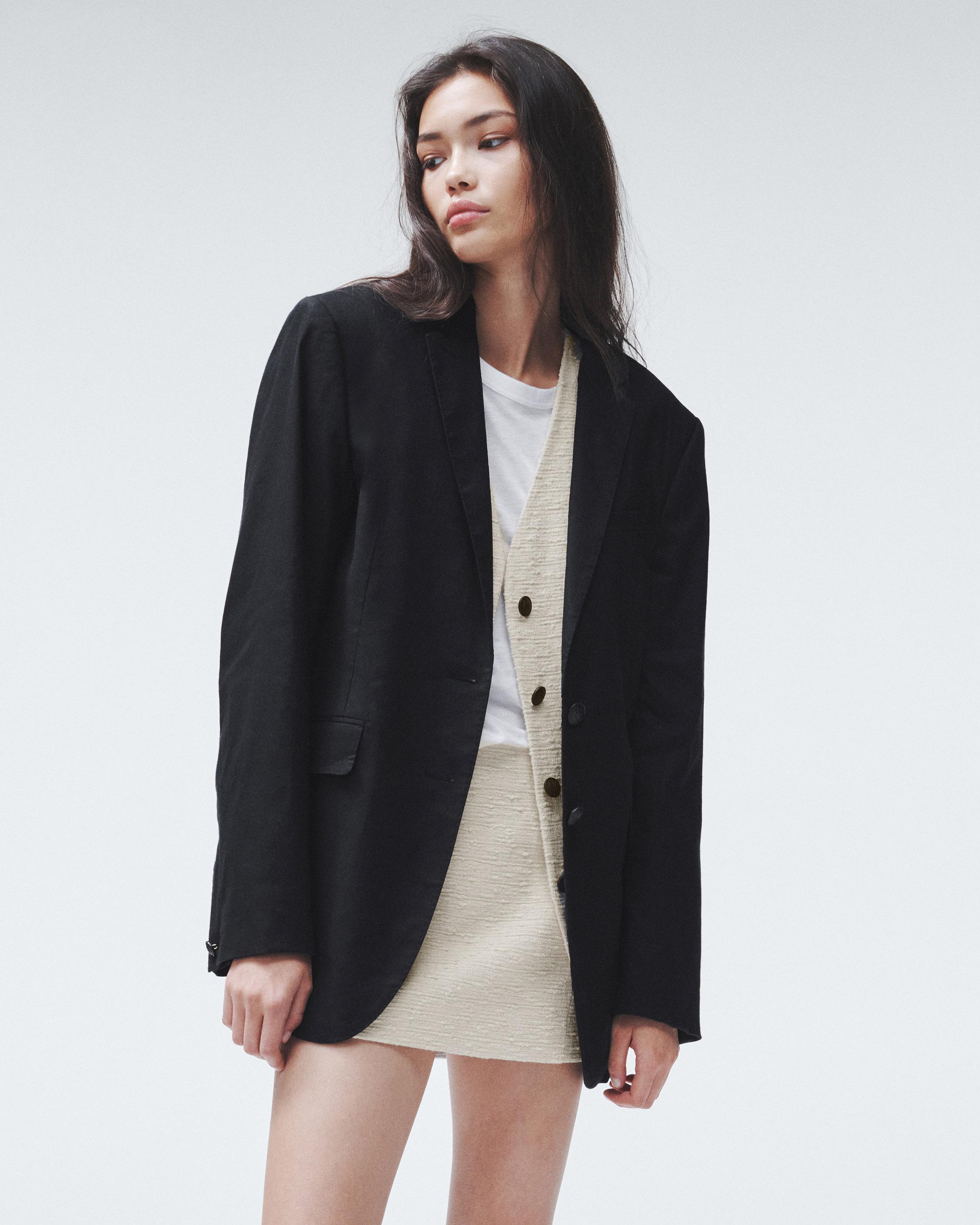 black-blazer-white-piping-rag-bone-tapered-dress-pants-work-wear-silk- camisole-classic-style-gold-pumps1 - MEMORANDUM