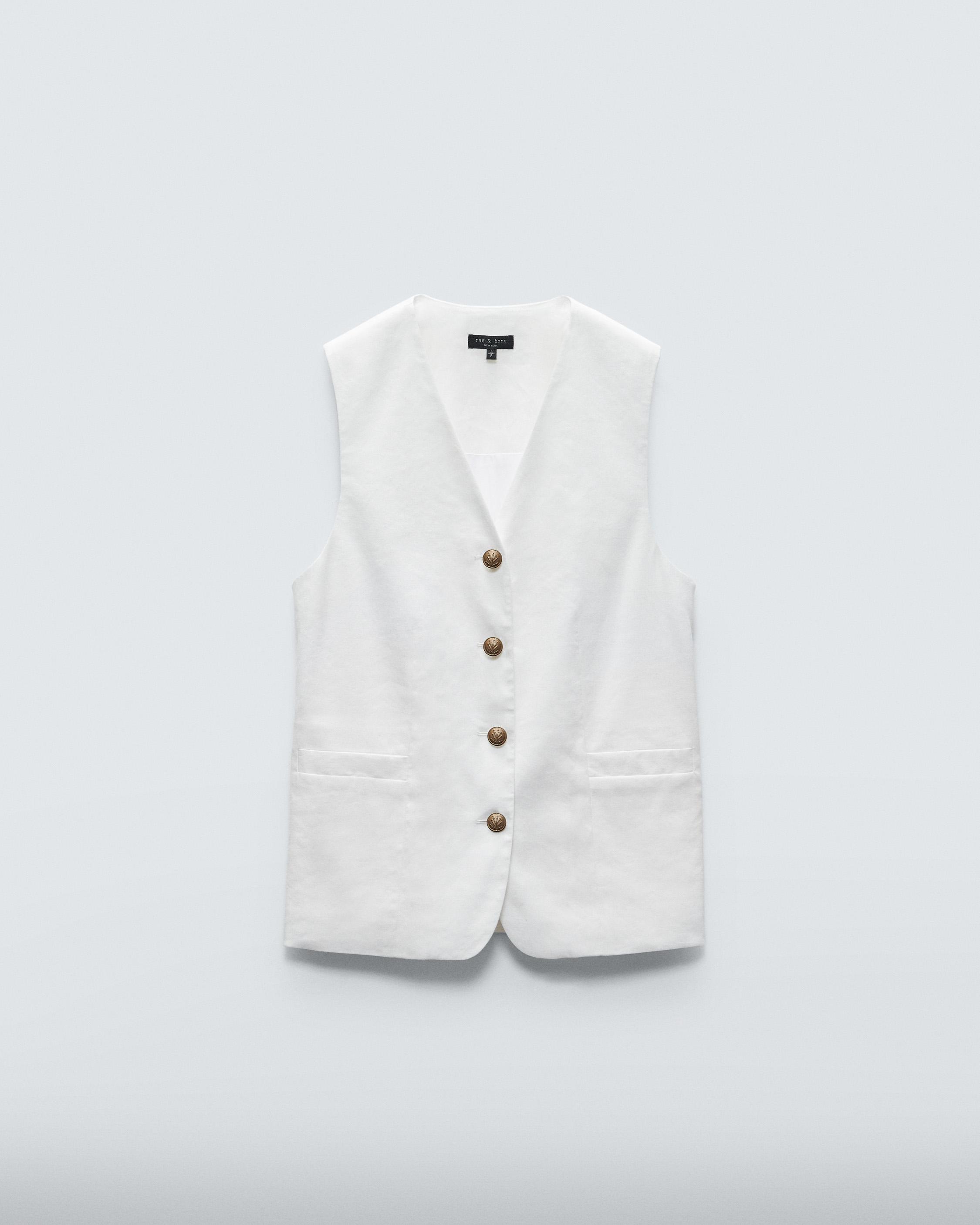 Linen Vest in White