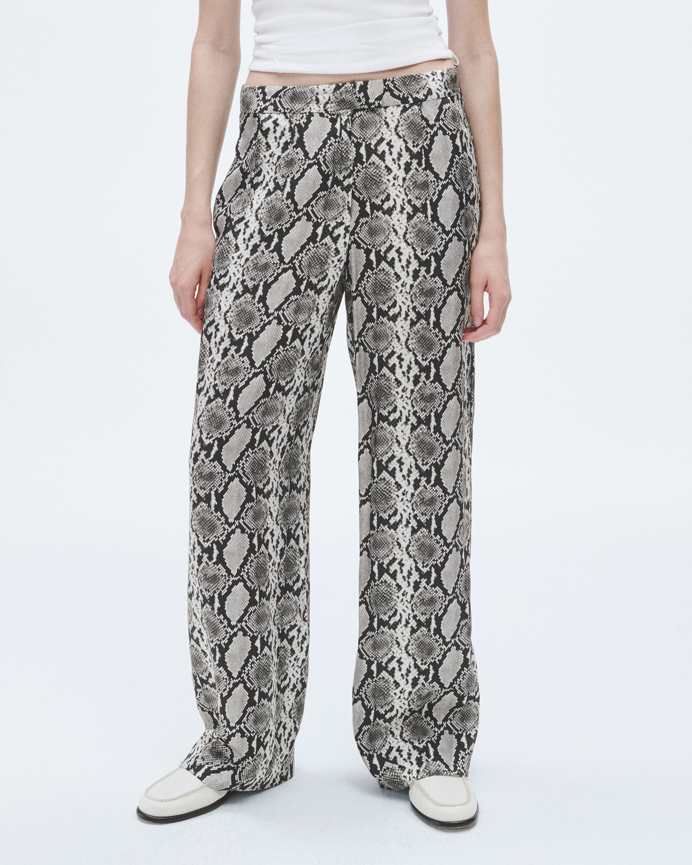 Zara, Jeans, Zara 9s Wide Leg White Snake Print Pants Jeans High Waist  Python Size 4