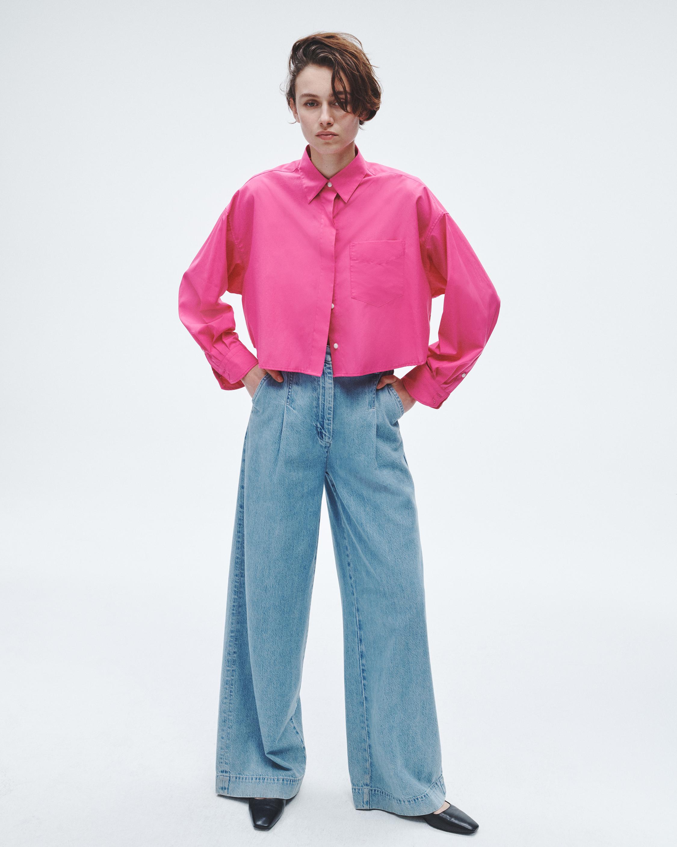 Beatrice Cropped Cotton Poplin Shirt image number 3