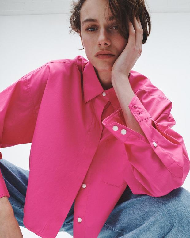 Beatrice Cropped Cotton Poplin Shirt image number 6