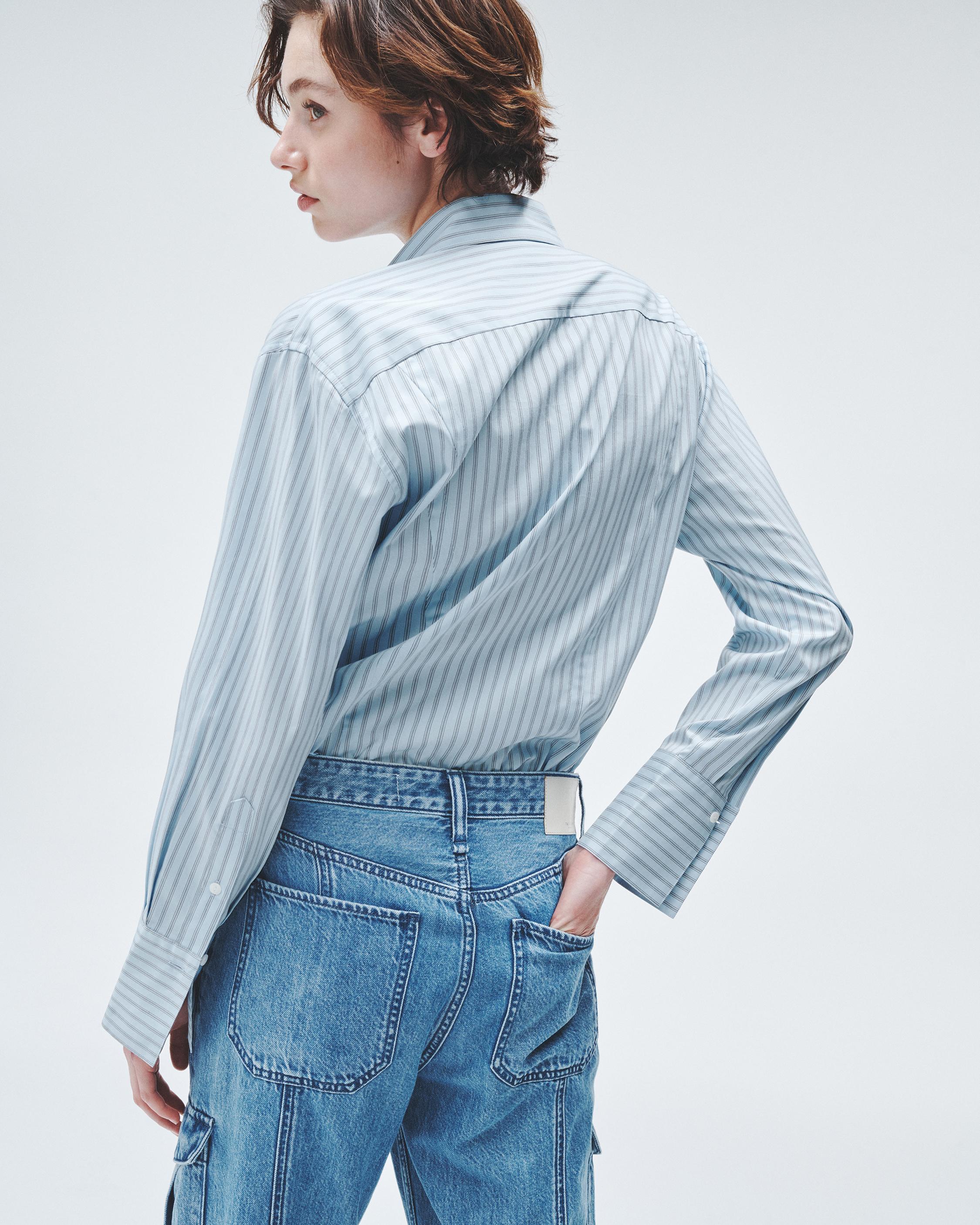 Indiana Striped Cotton Poplin Shirt - Cool Blue Stripe | rag & bone