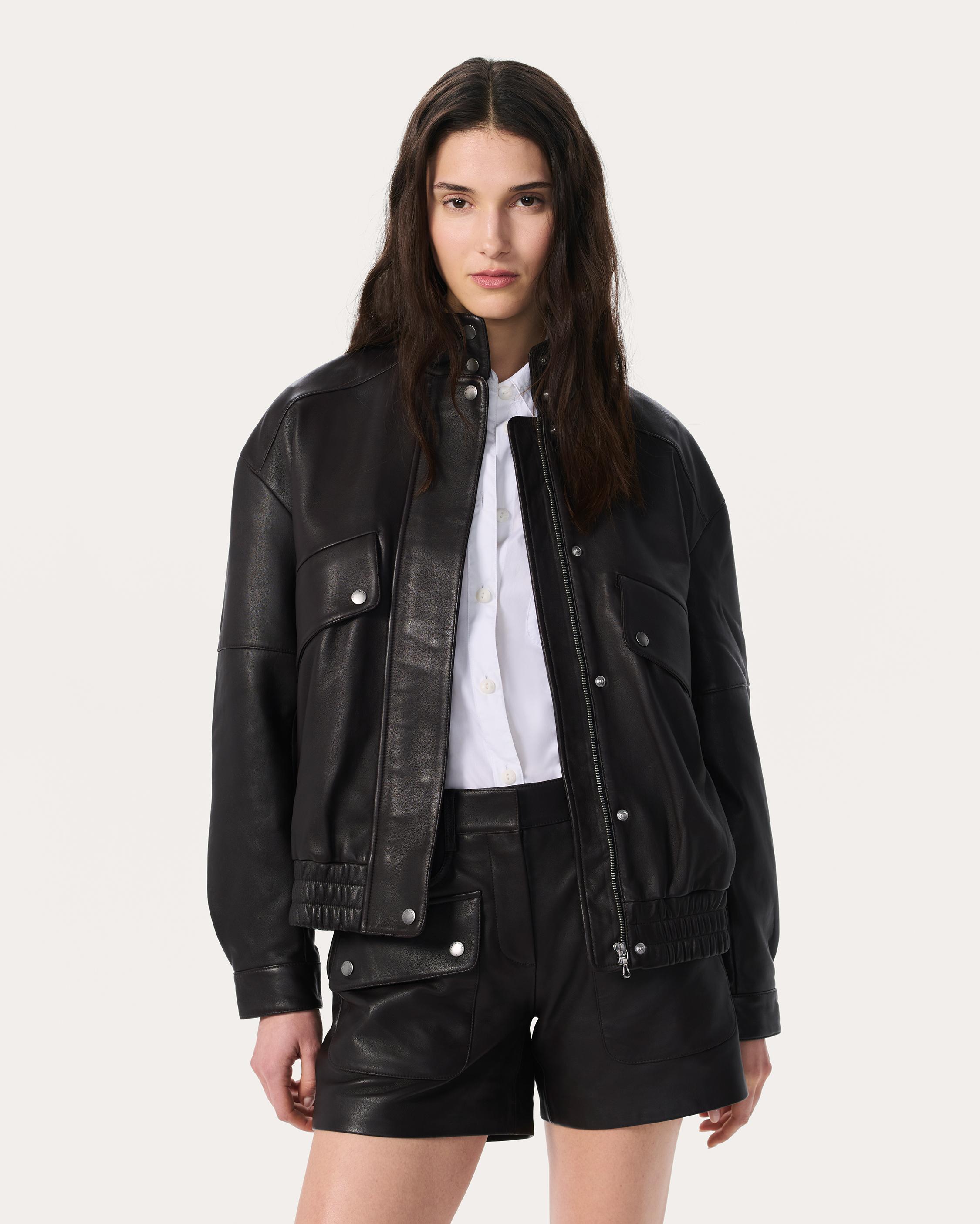 Aria Leather Bomber Jacket