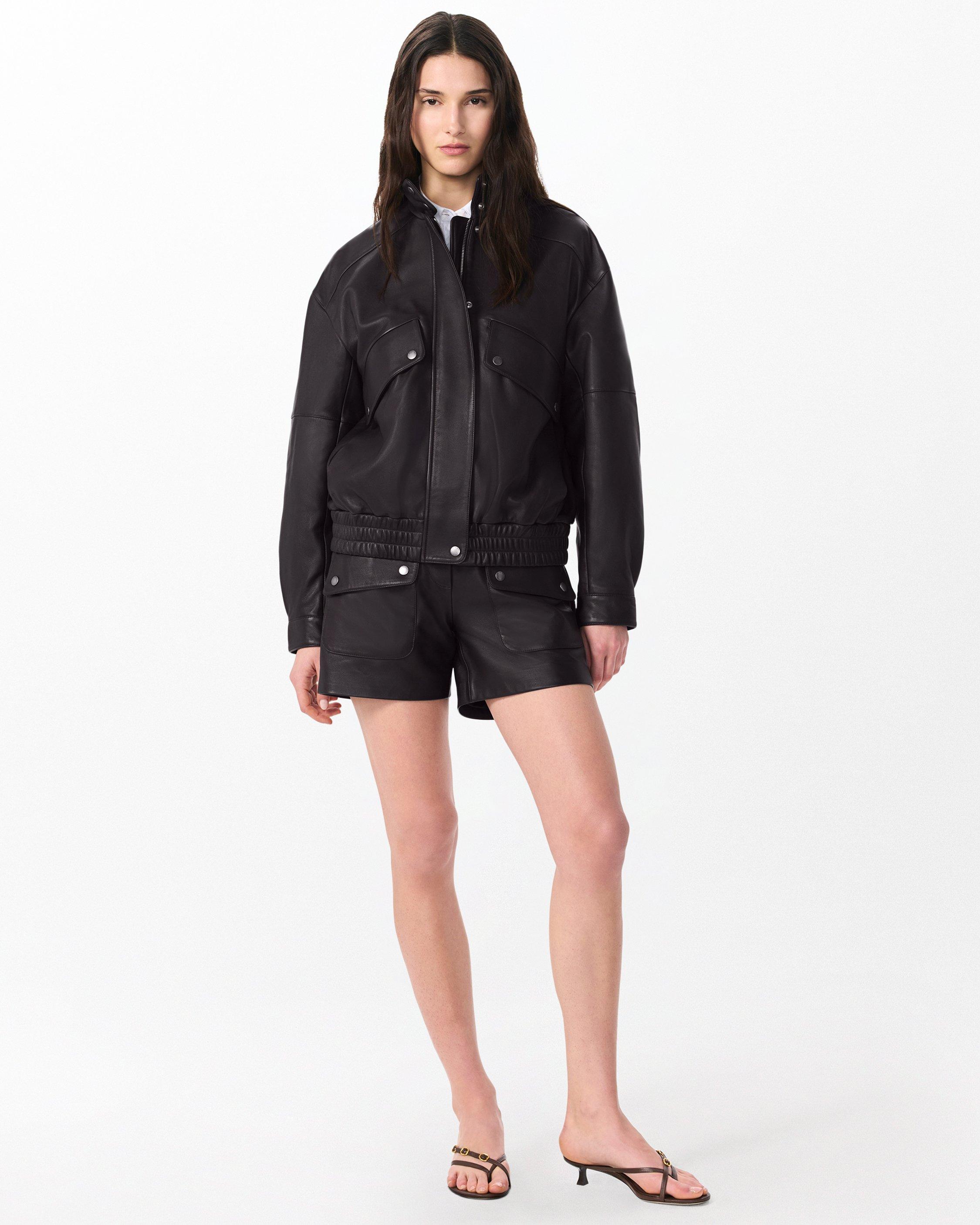 Aria Leather Bomber Jacket image number 3