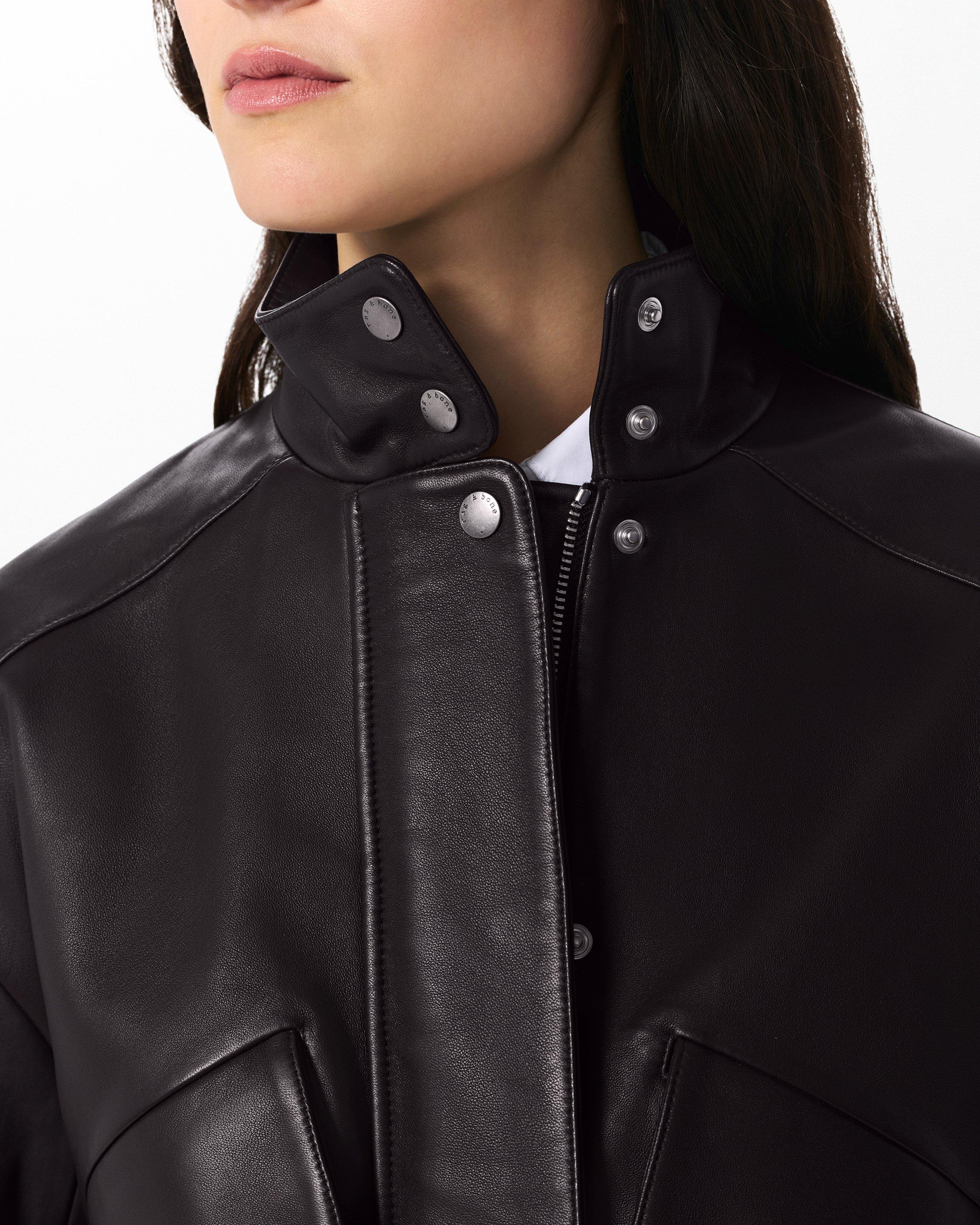 Aria Leather Bomber Jacket image number 4