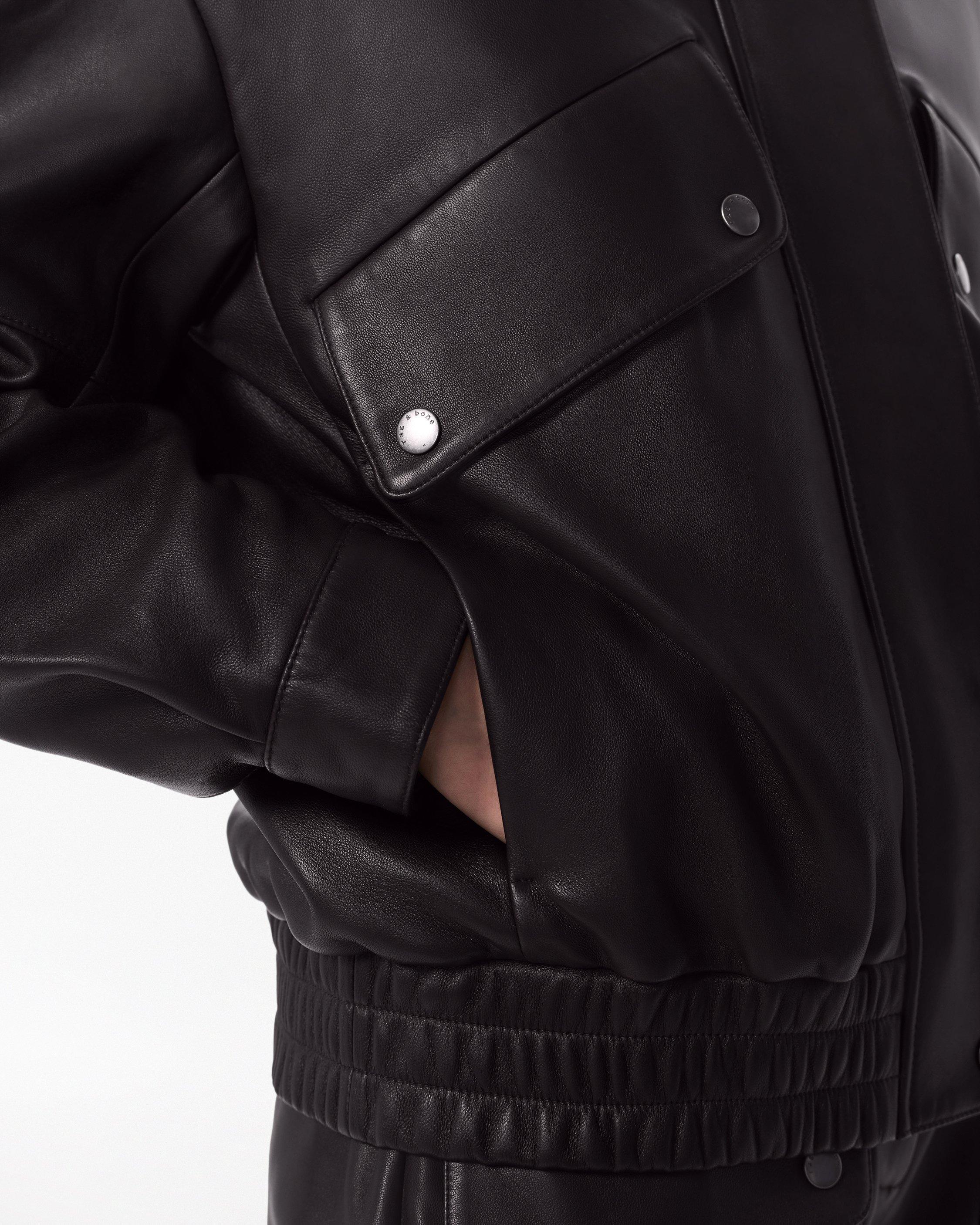 Aria Leather Bomber Jacket image number 5
