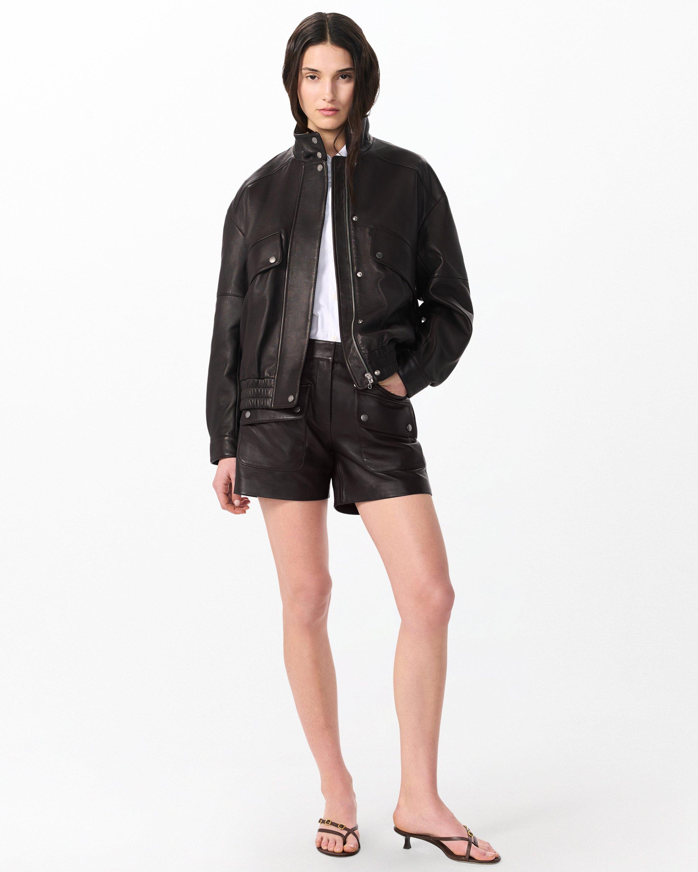 Aria Leather Bomber Jacket image number 7