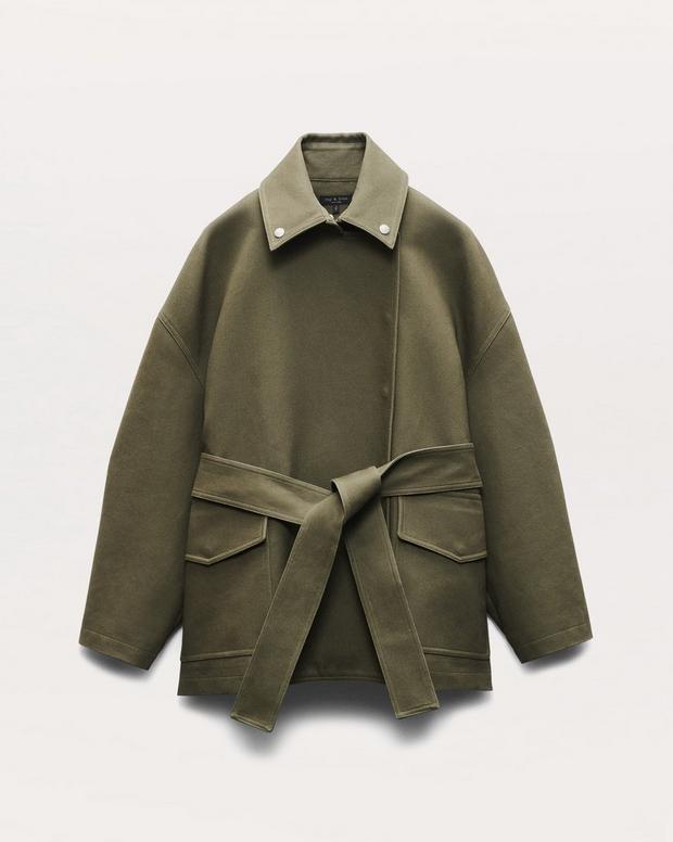 Rue Belted Cotton Twill Jacket - Army Green | rag & bone Rue Belted Cotton Twill Jacket - Army Green | rag & bone