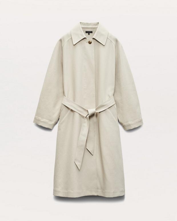 Henrietta Oversized Italian Cotton Trench Coat - Light Beige Henrietta Oversized Italian Cotton Trench Coat - Light Beige