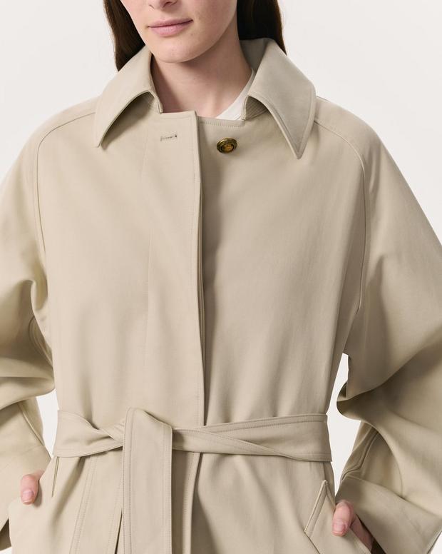 Henrietta Oversized Italian Cotton Trench Coat - Light Beige Henrietta Oversized Italian Cotton Trench Coat - Light Beige