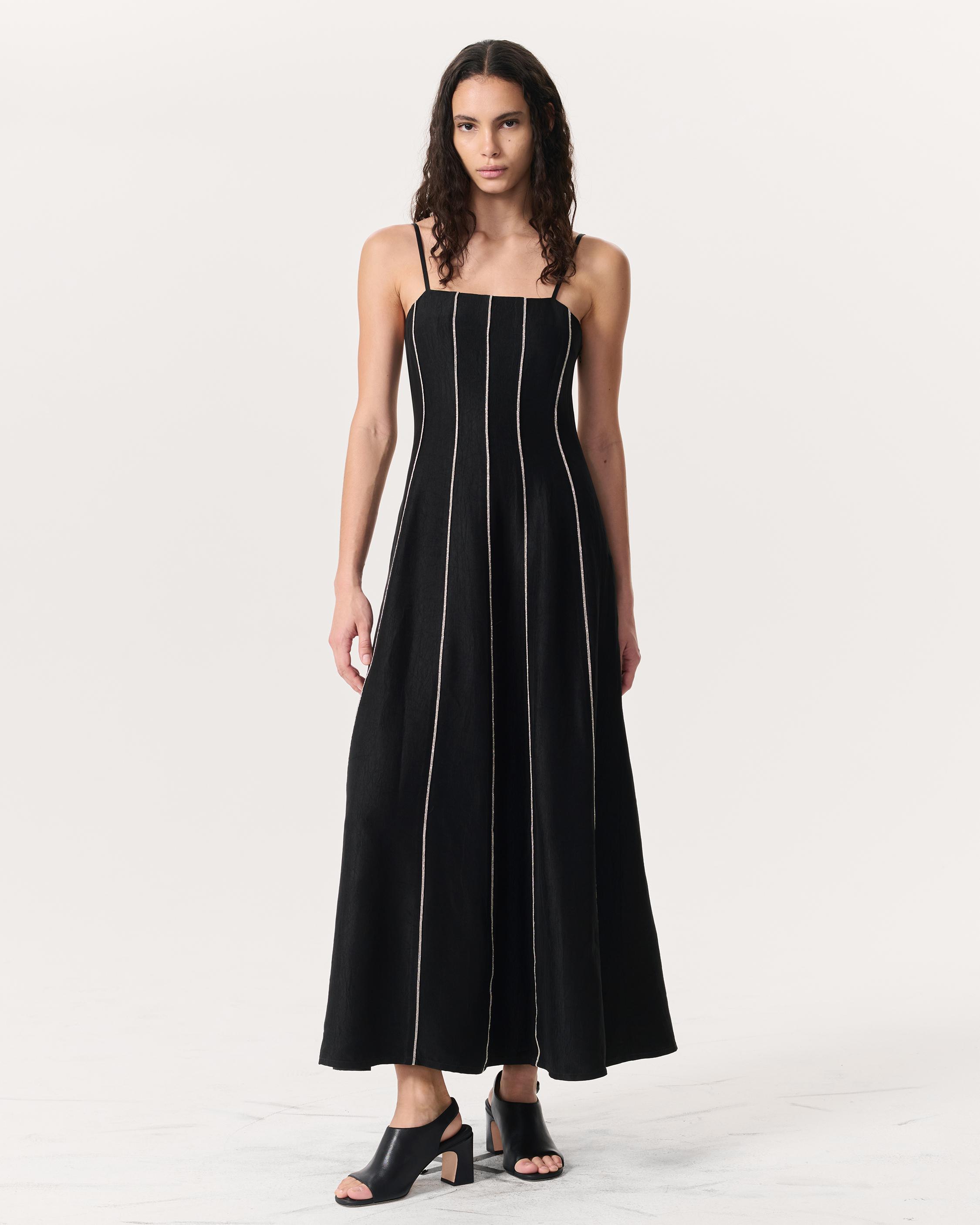 Kennedy Bead-Striped Maxi Dress - Black | rag & bone