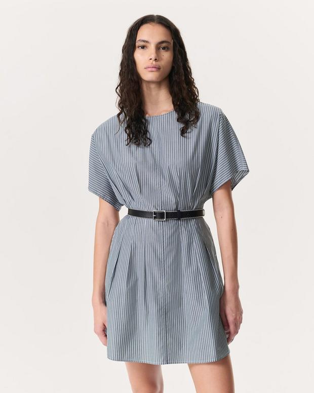 Maddie Striped Cotton Poplin Mini Dress - Black Stripe | rag Maddie Striped Cotton Poplin Mini Dress - Black Stripe | rag