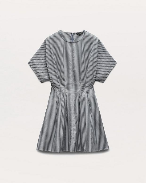 Maddie Striped Cotton Poplin Mini Dress - Black Stripe | rag Maddie Striped Cotton Poplin Mini Dress - Black Stripe | rag