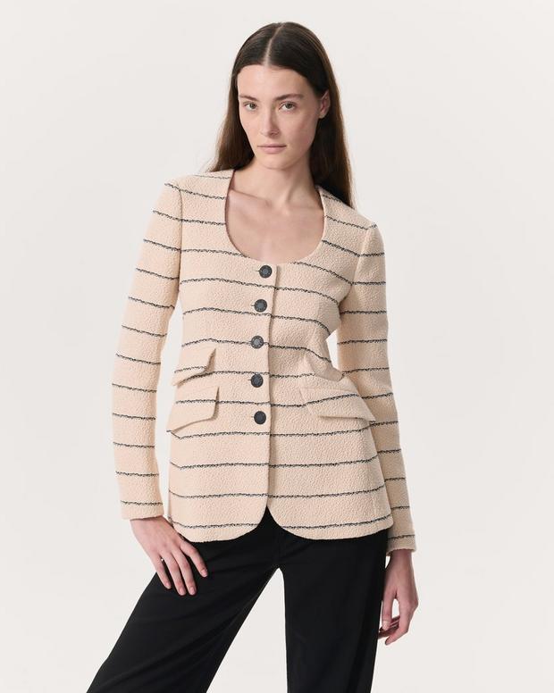 Roslyn Cotton Tweed Scoop-Neck Blazer - Cream | rag & bone Roslyn Cotton Tweed Scoop-Neck Blazer - Cream | rag & bone