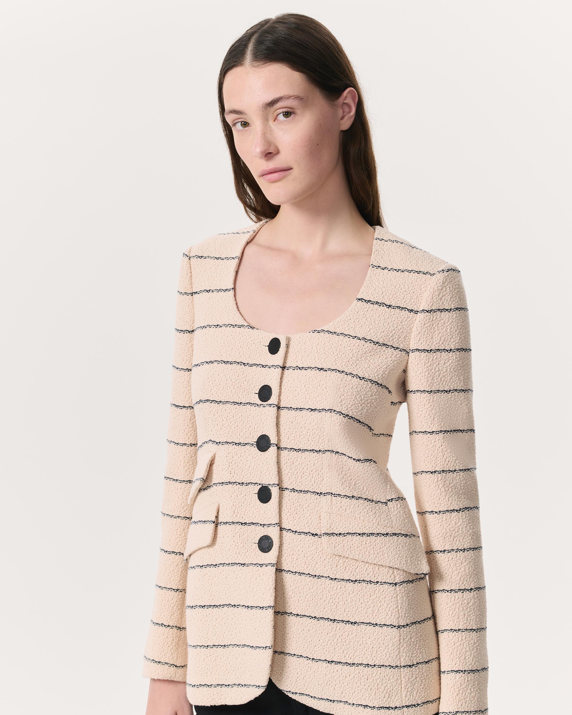 Roslyn Cotton Tweed Scoop-Neck Blazer - image 3