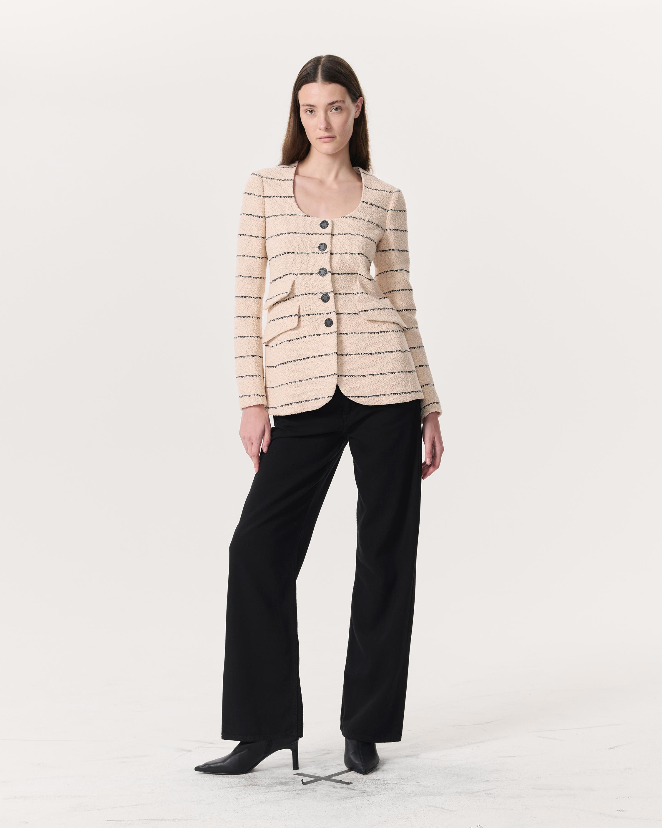 Roslyn Cotton Tweed Scoop-Neck Blazer - image 4