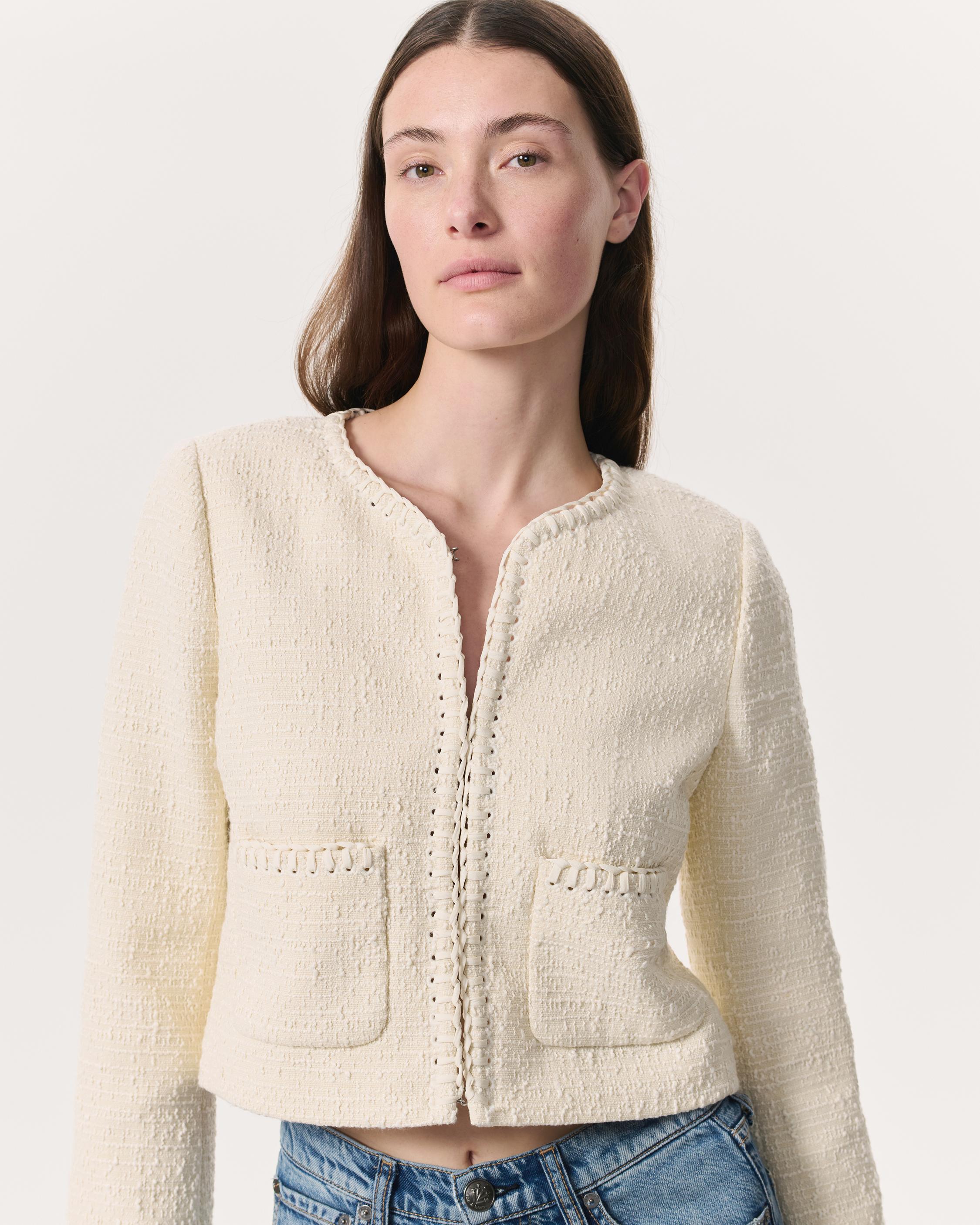 Cheyenne Whipstitch-Trimmed Tweed Lady Jacket - image 3