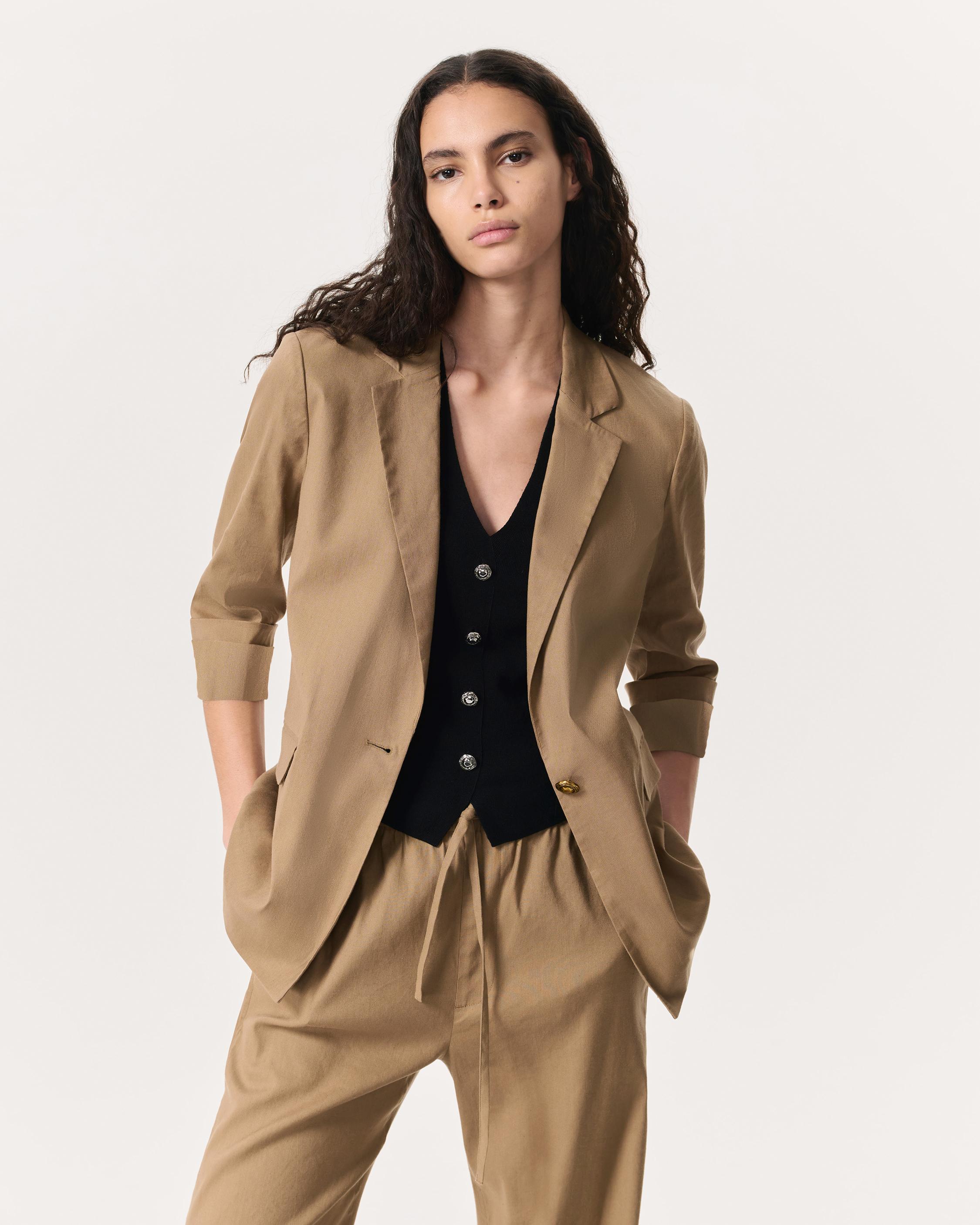 Jennie Linen-Blend Blazer - Muted Brown | rag & bone