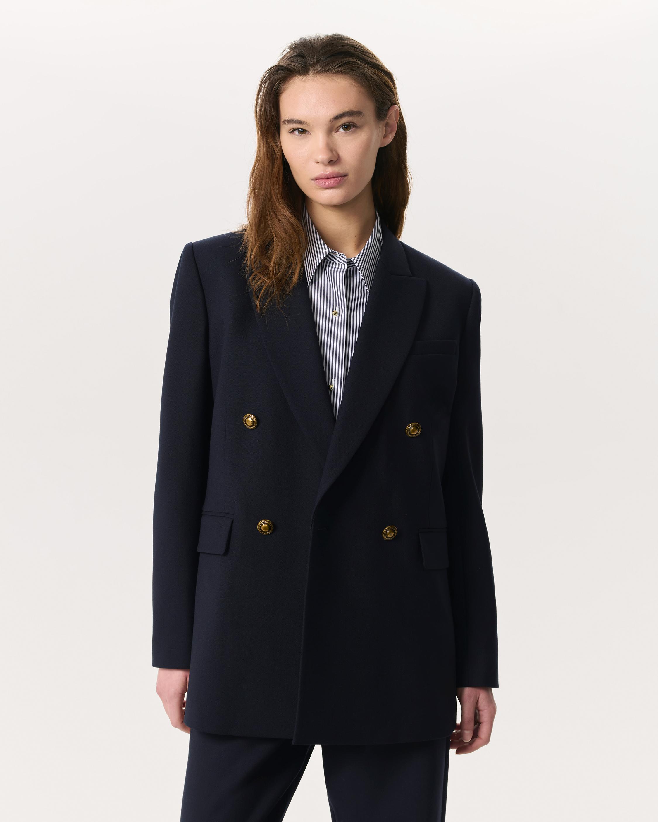 Emile Italian Woven Double-Breasted Blazer - Navy | rag & bone