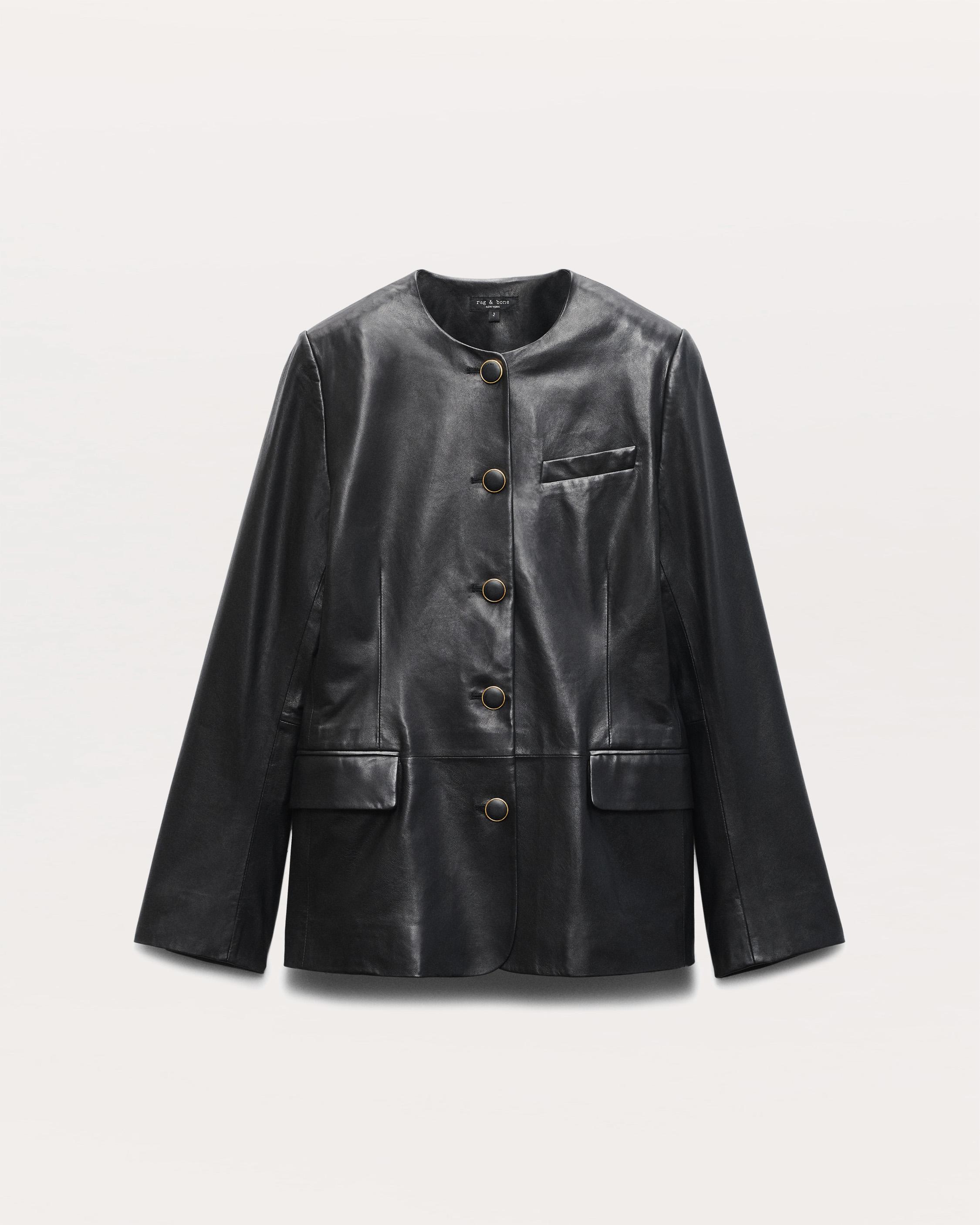 Bartlet Collarless Lamb Leather Blazer - image 2