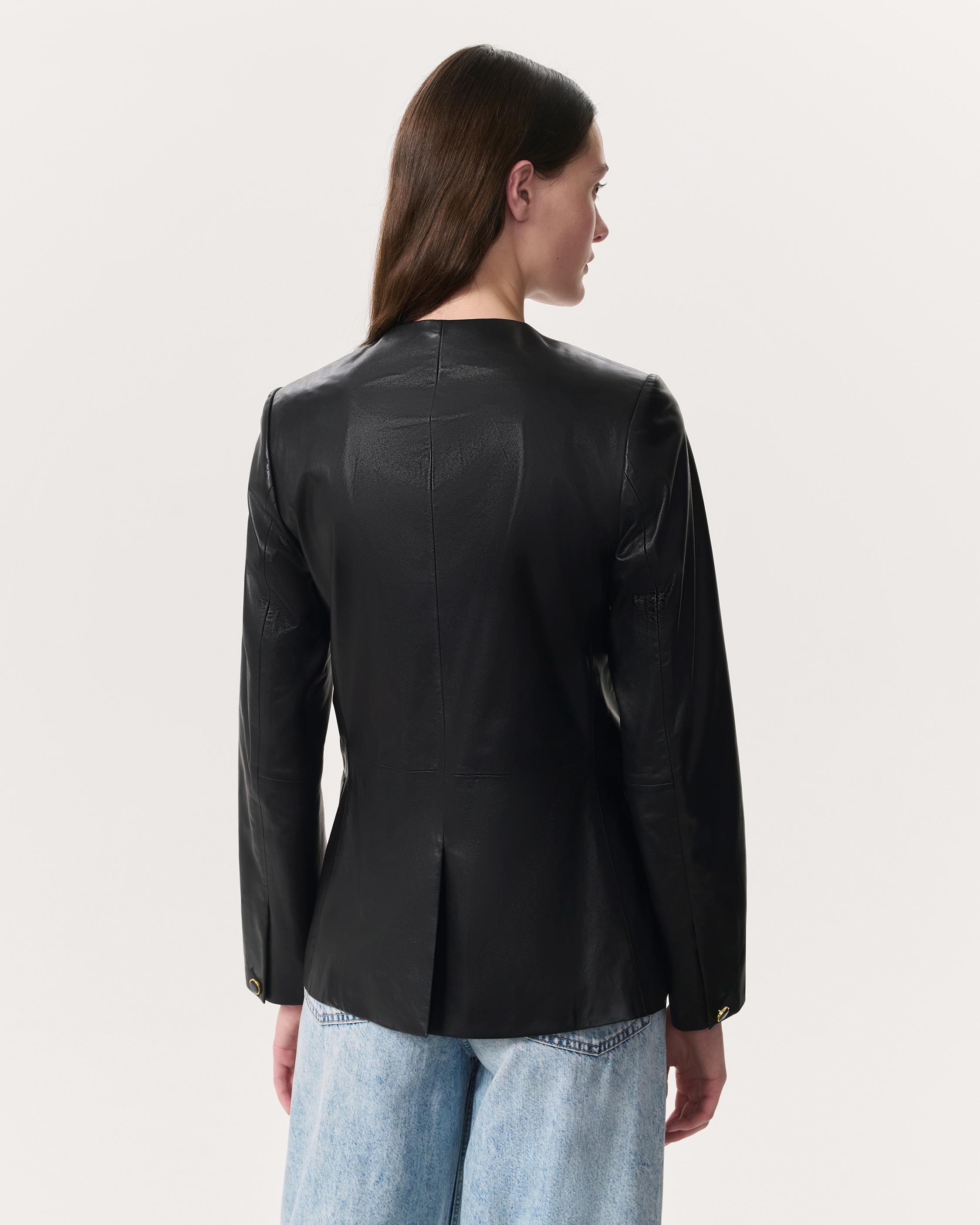 Bartlet Collarless Lamb Leather Blazer - image 5