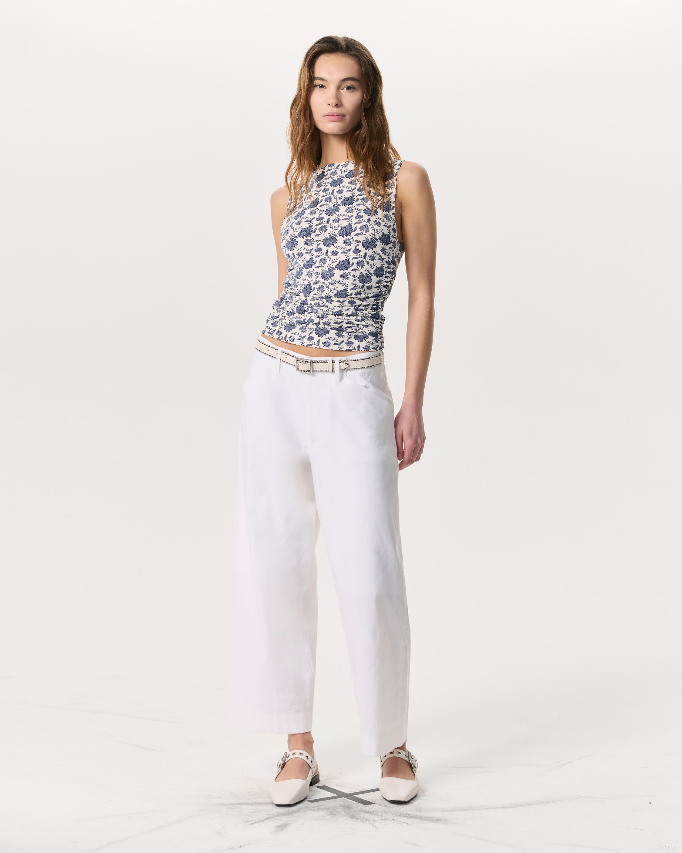 Banks Ankle-Length Linen-Blend Pants - White | rag & bone