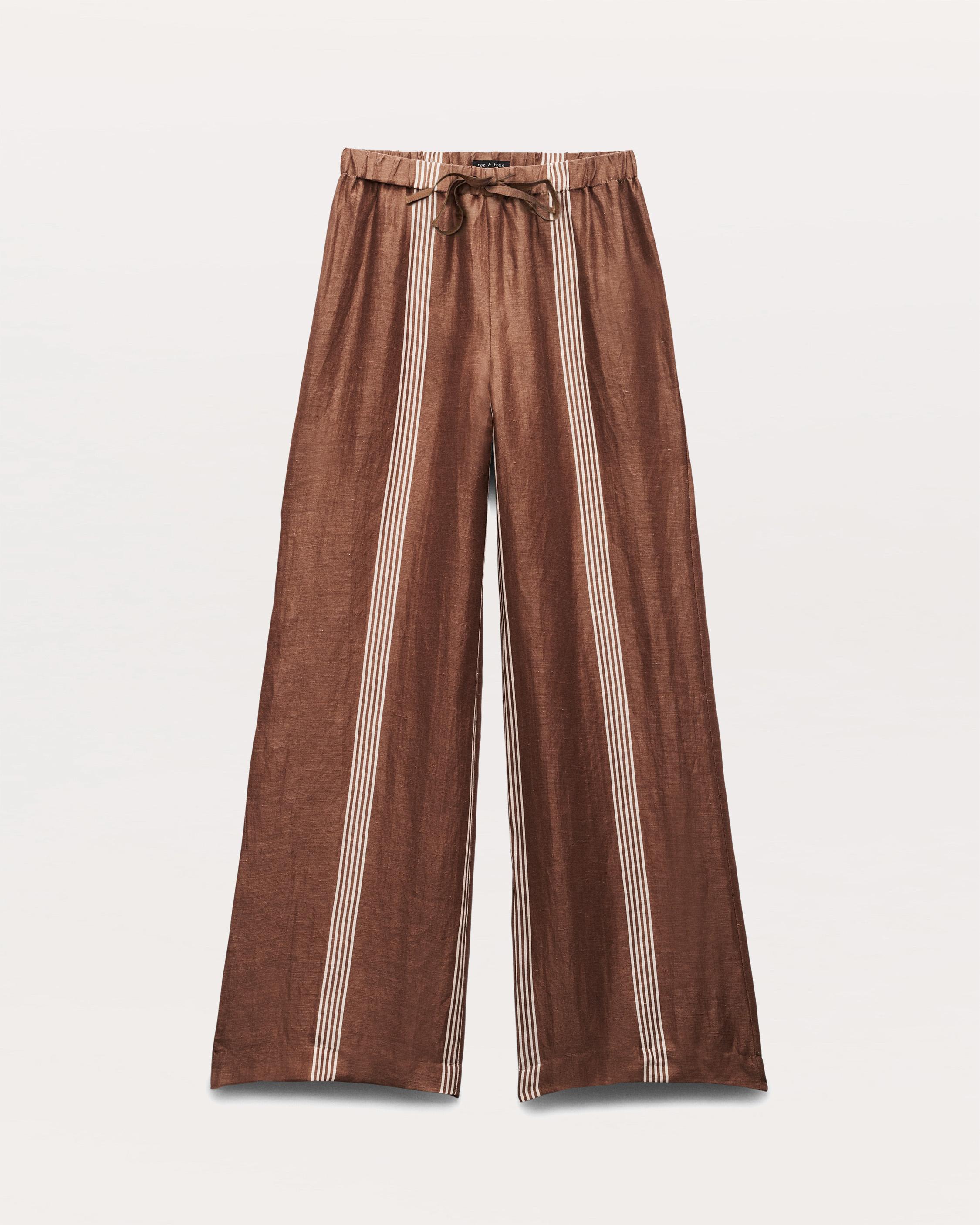 Olivia Striped Linen-Silk Pants image number 2