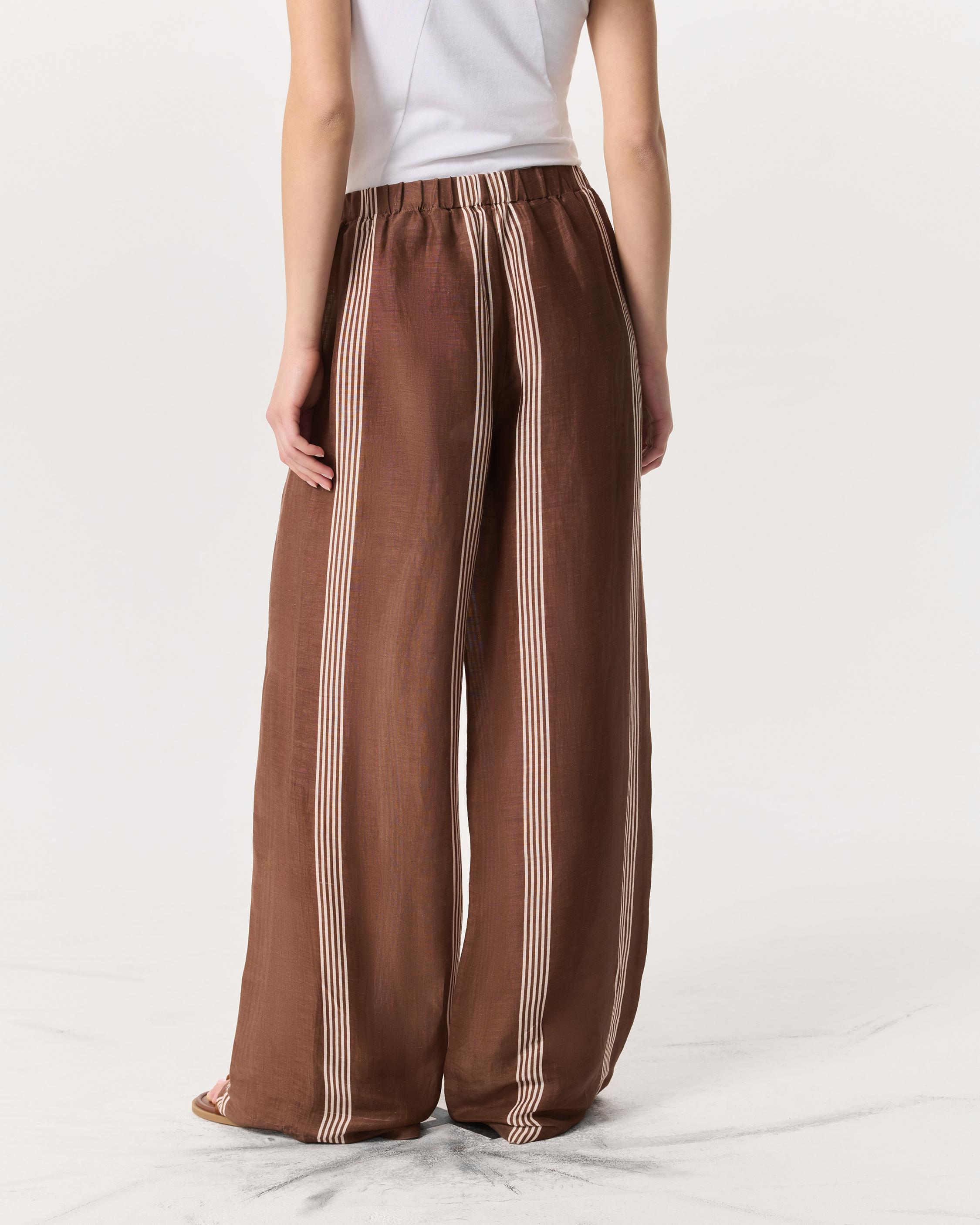 Olivia Striped Linen-Silk Pants image number 5