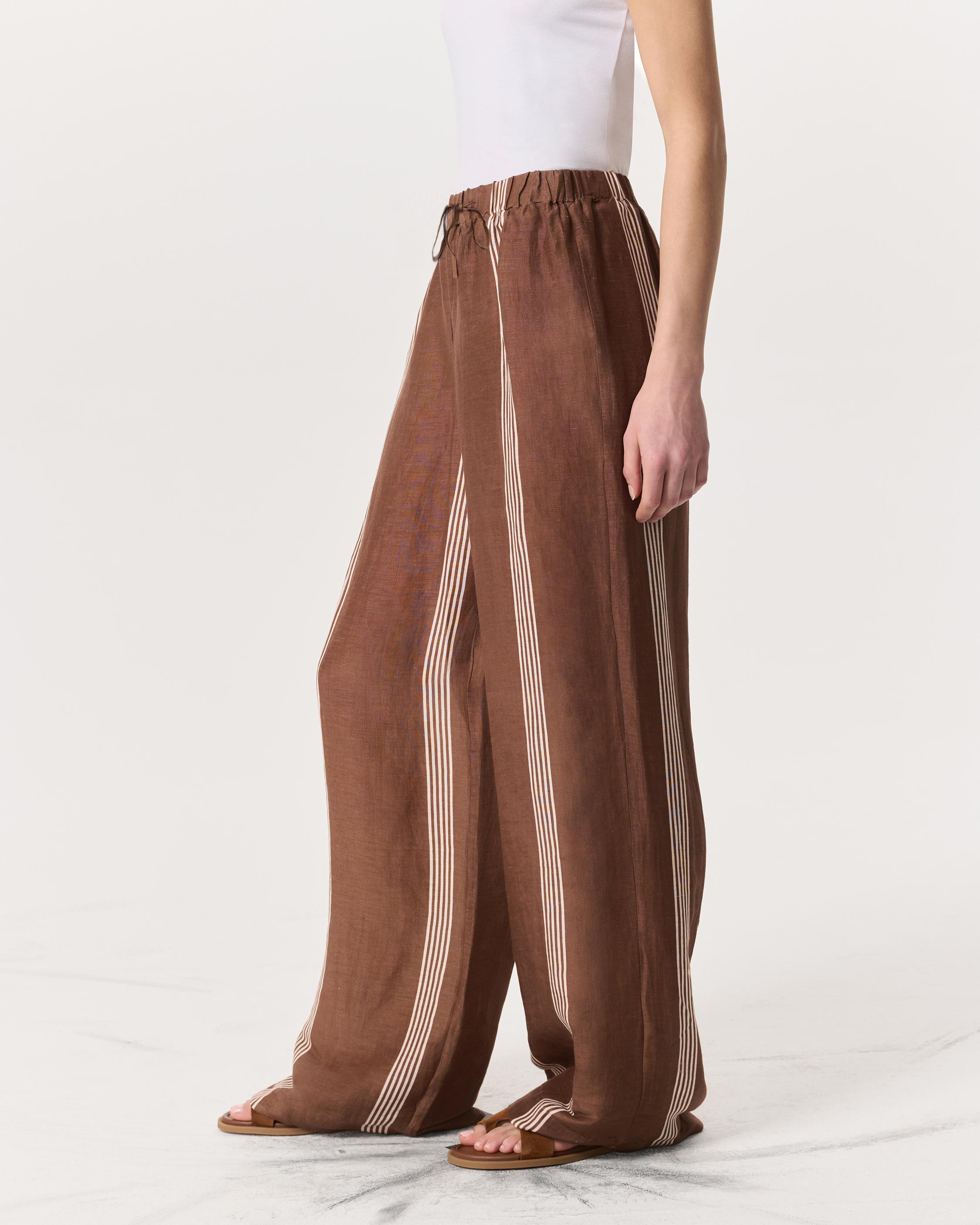 Olivia Striped Linen-Silk Pants image number 6