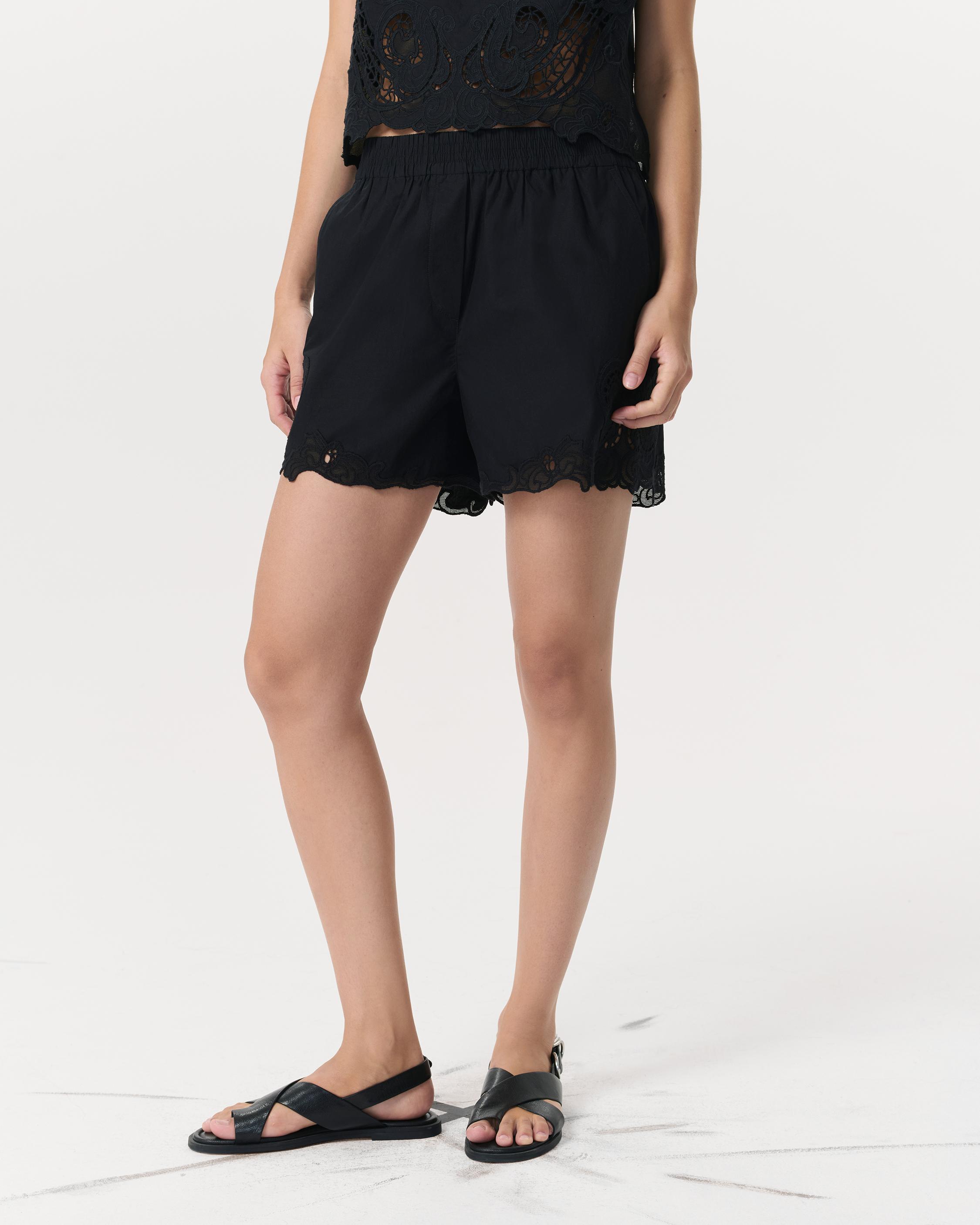 Emma Lace-Trim Poplin Shorts - image 3