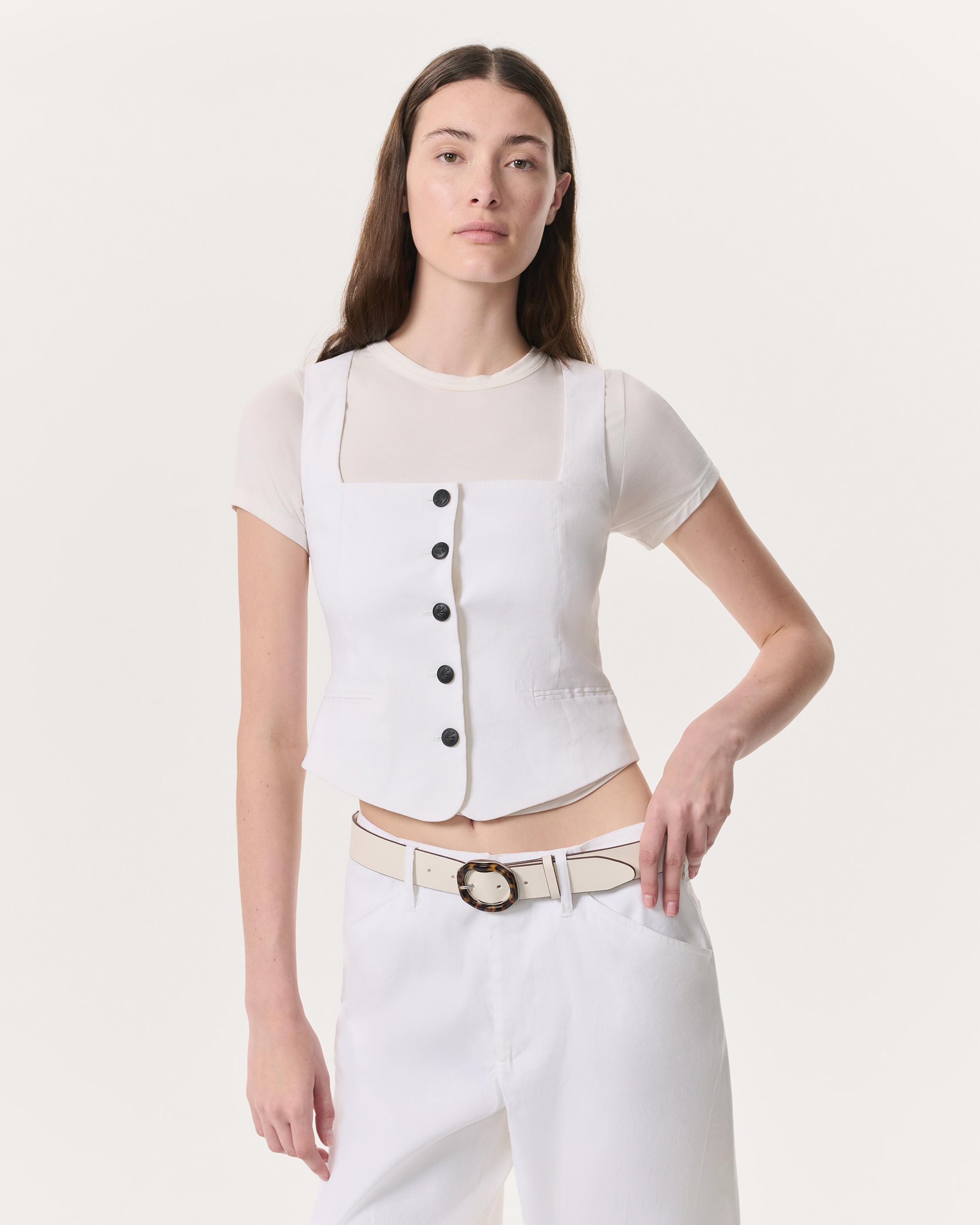 Mariana Linen-Blend Vest - image 3