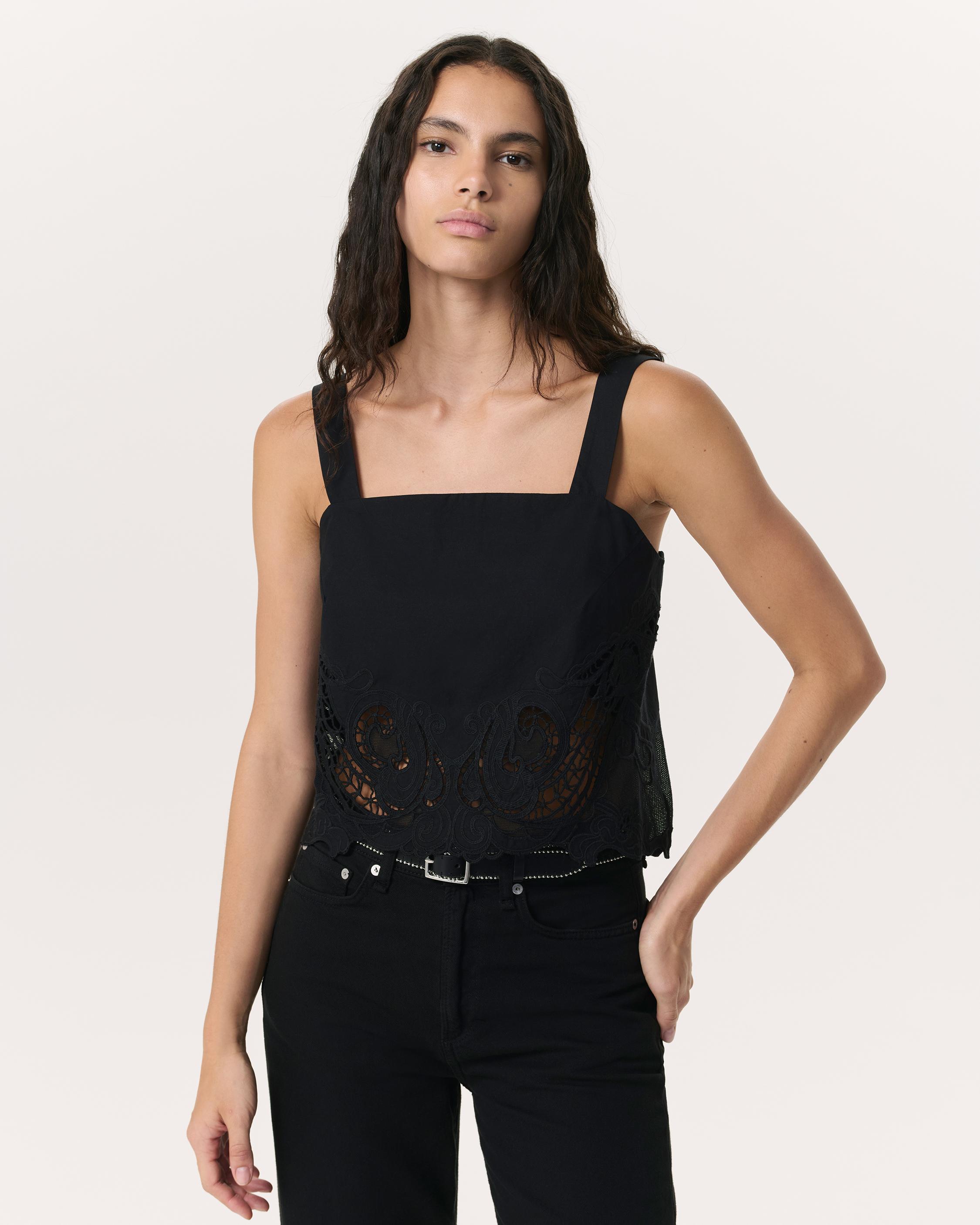 Clem Lace-Trim Poplin Tank Top image number 1