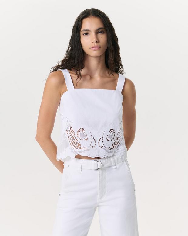 Clem Lace-Trim Poplin Tank Top - White | rag & bone Clem Lace-Trim Poplin Tank Top - White | rag & bone