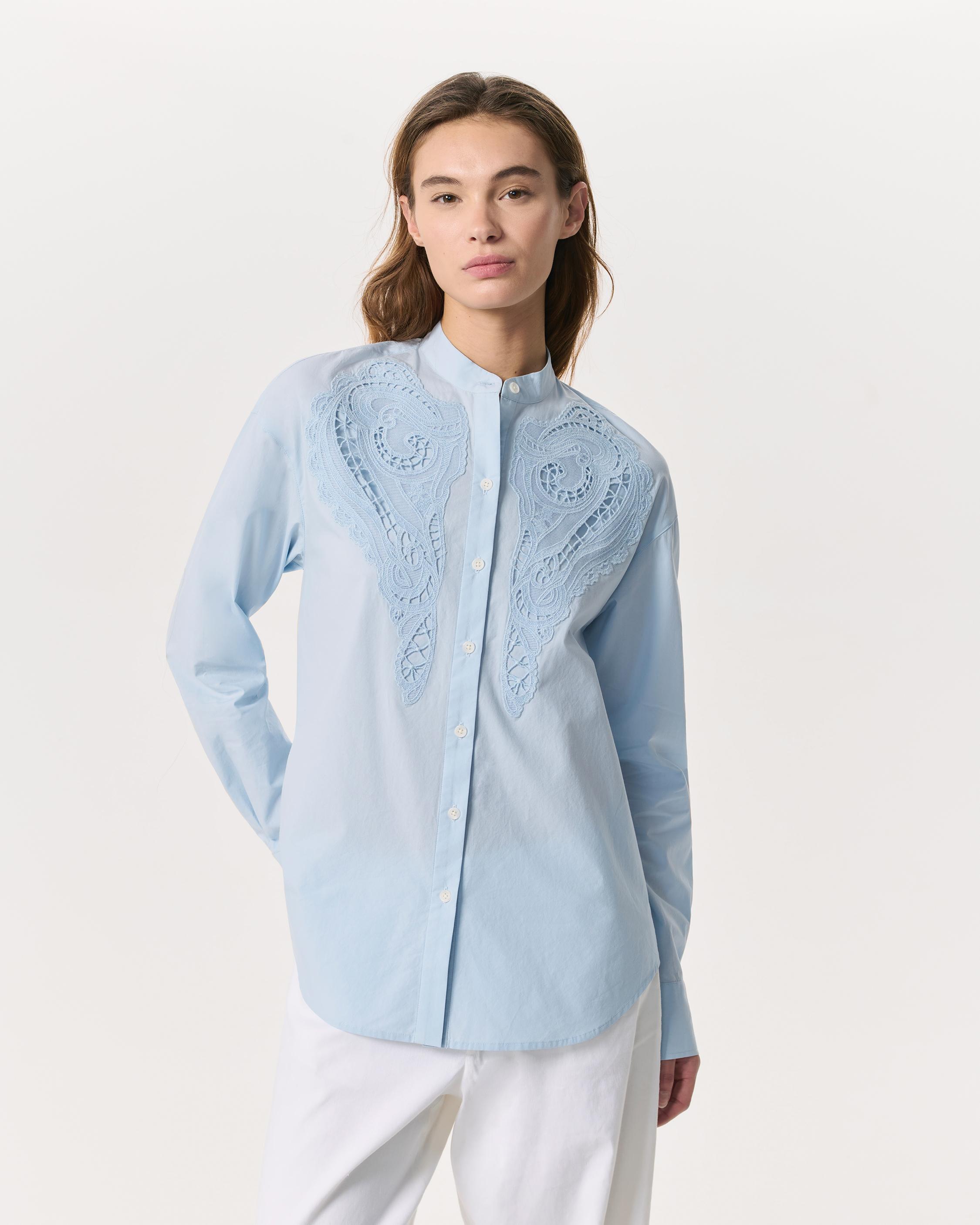 Ainsley Lace-Trim Poplin Shirt - Light Blue | rag & bone