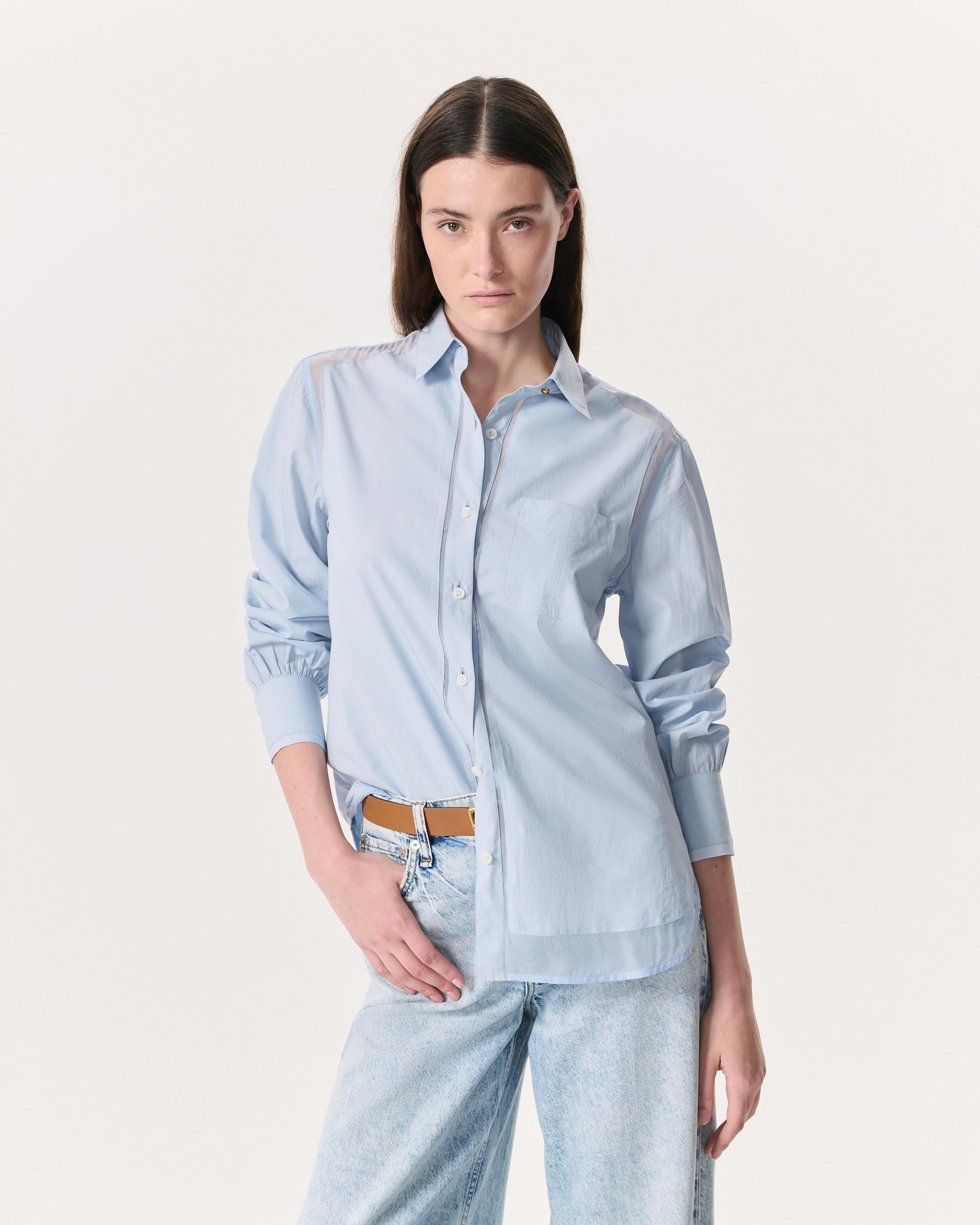 Maxine Poplin-Organza Shirt - Light Blue | rag & bone