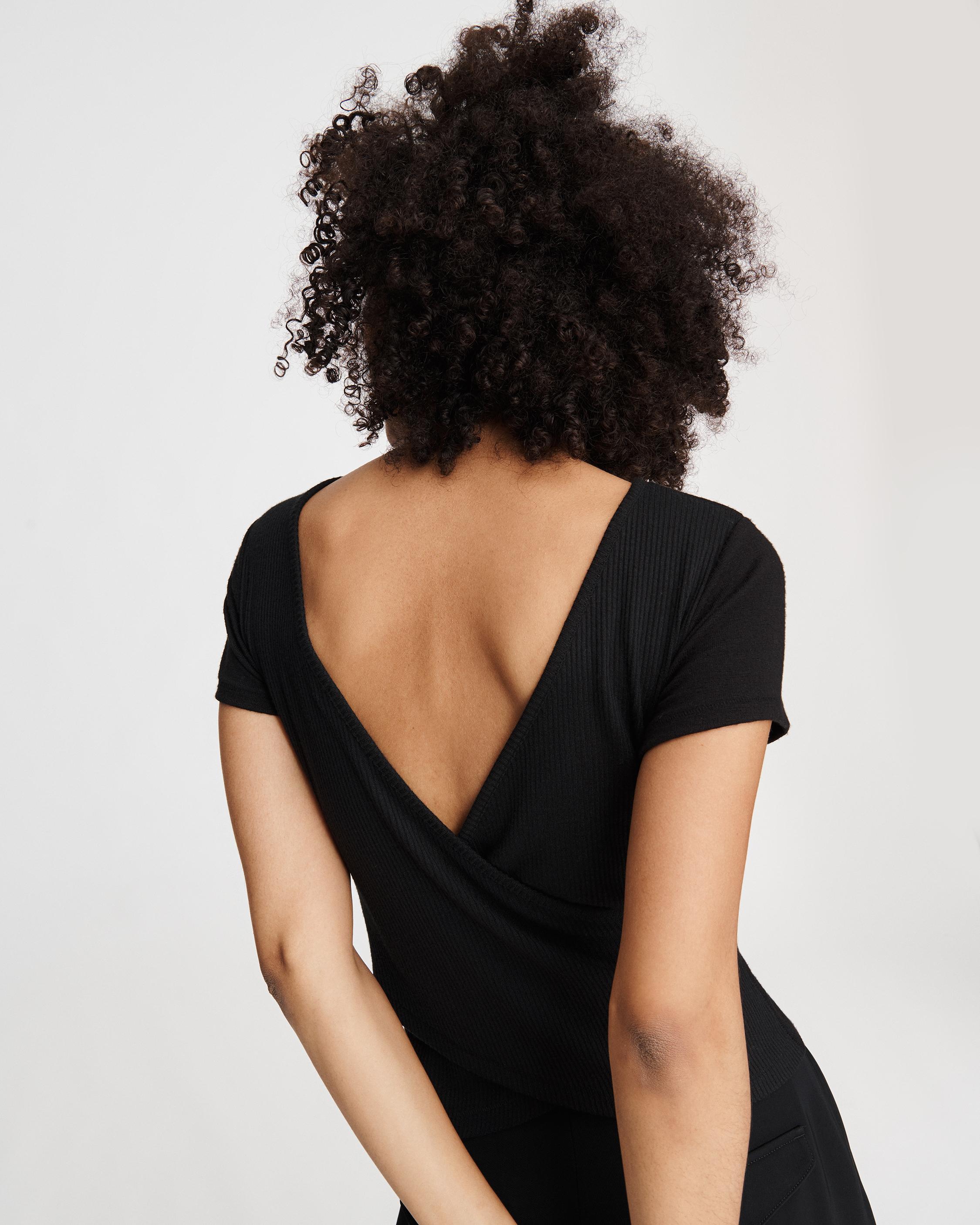 Wrap Sleeve Black Open Back Top | rag & bone