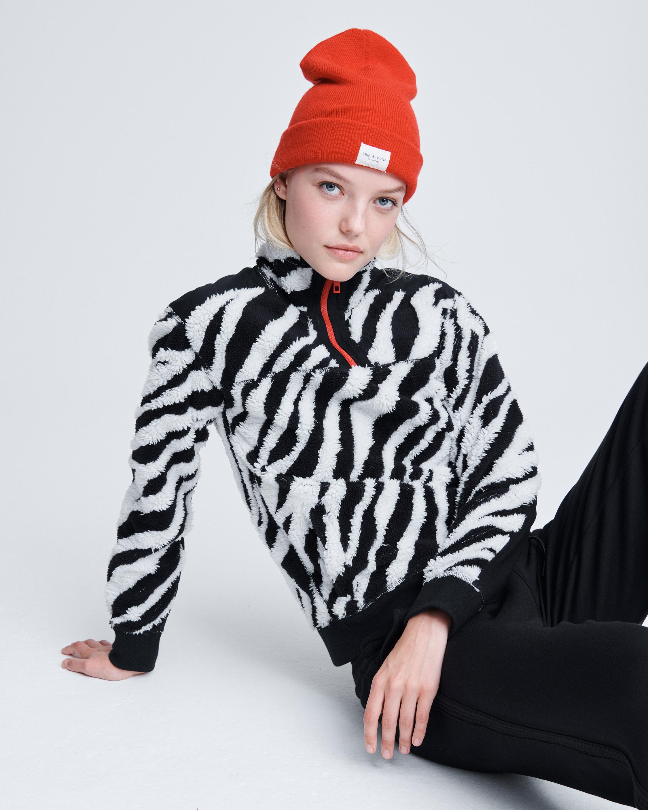 ZEBRA HALF ZIP SHERPA PULLOVER