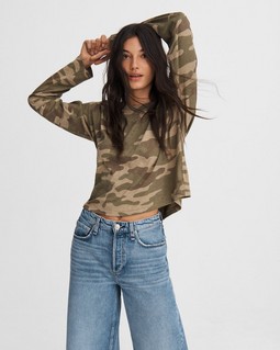 CROPPED CAMO COTTON LONG SLEEVE image number 1