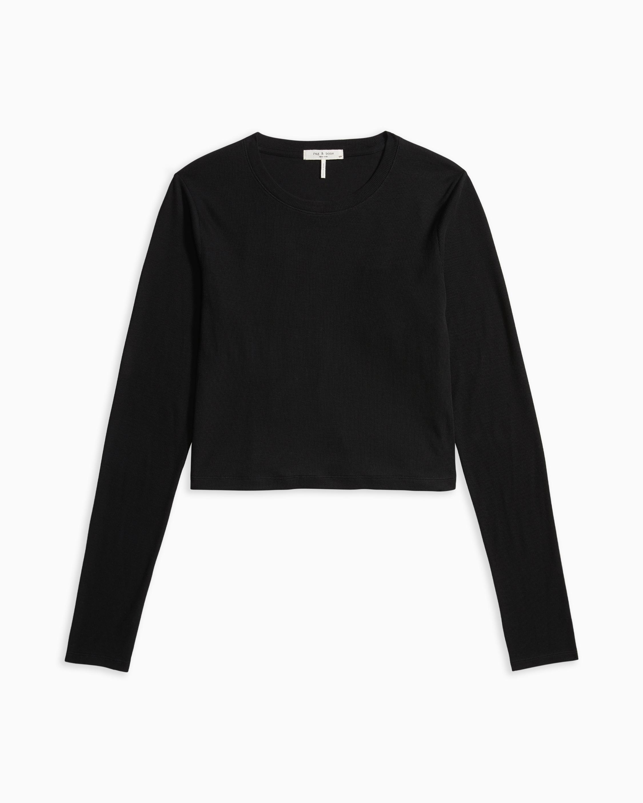 The Rib Cropped Long Sleeve - Black