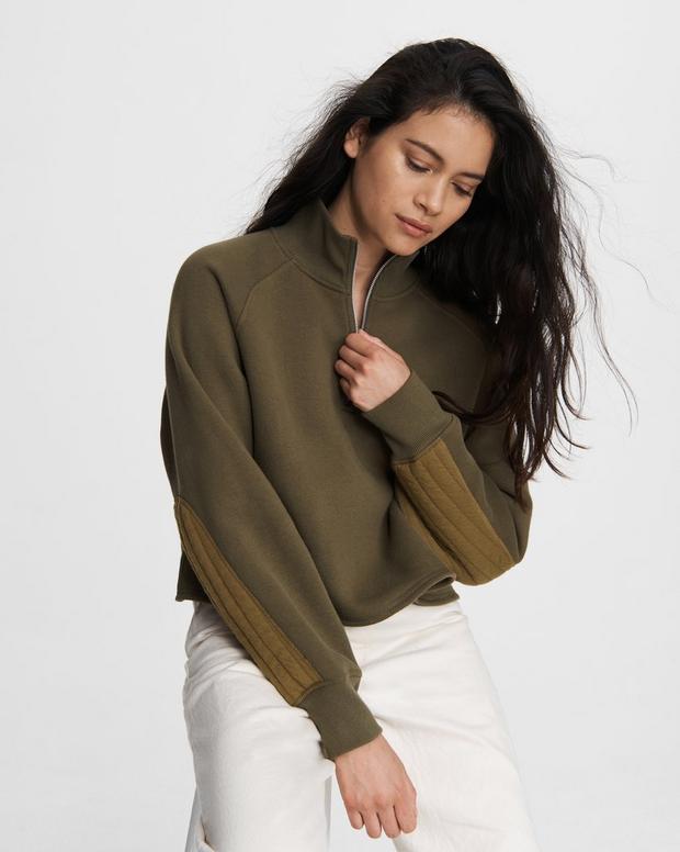 Fleece Cutoff Cotton Blend Sweater image number 1