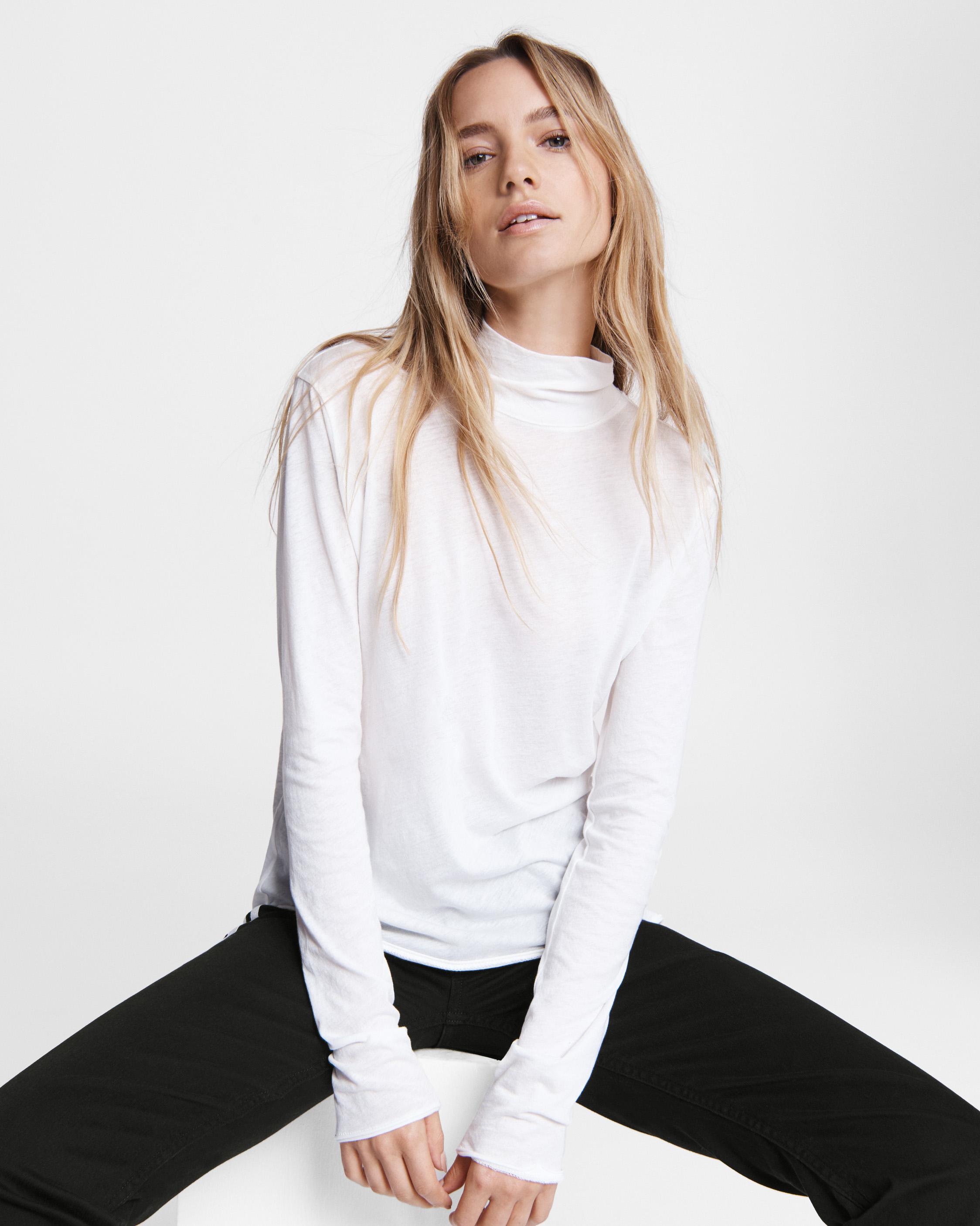 Gaia Jersey Turtleneck - White