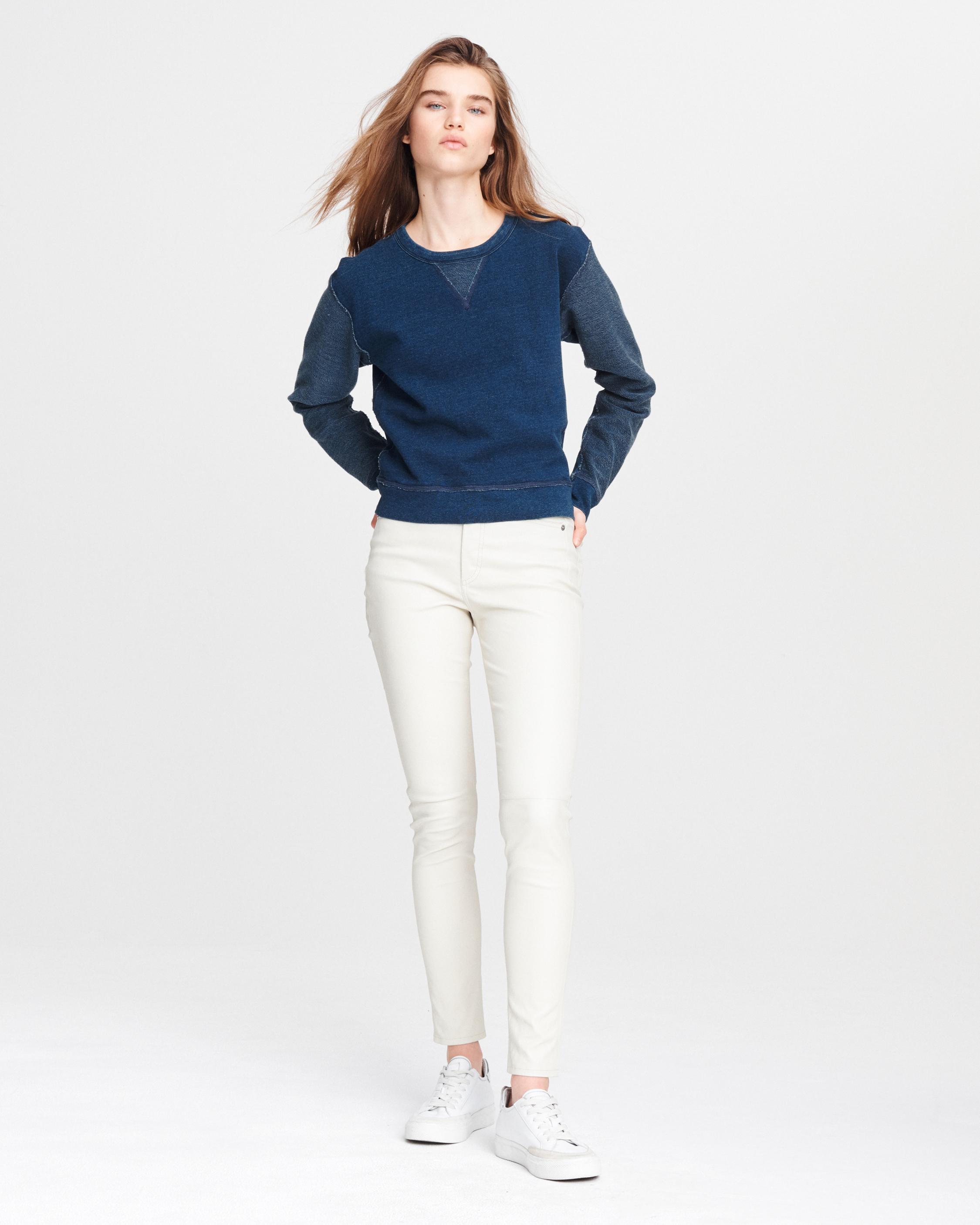 Indigo Dyed Crewneck Terry Sweatshirt for Women rag bone