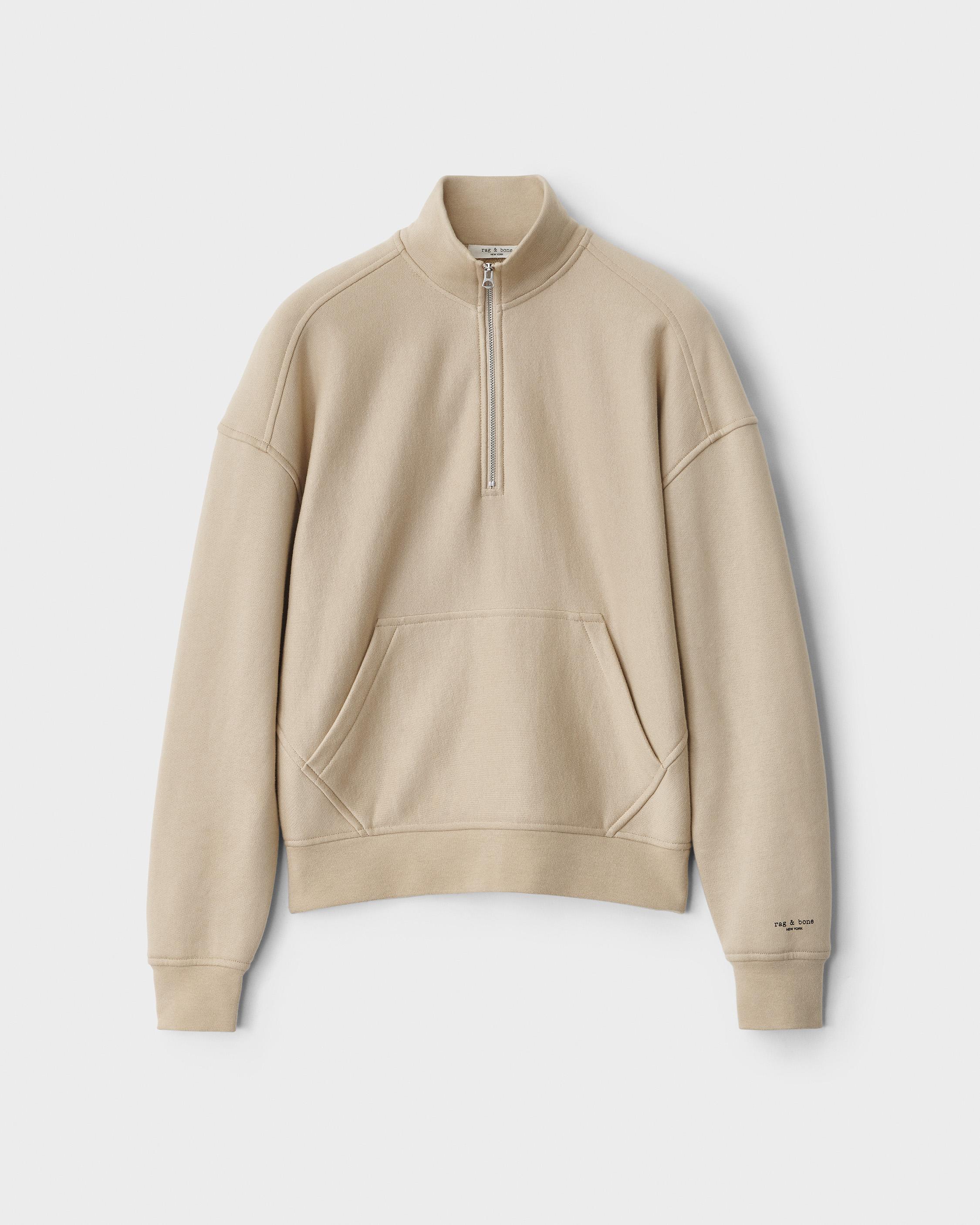 City Half Zip Terry Pullover Warm Khaki rag bone